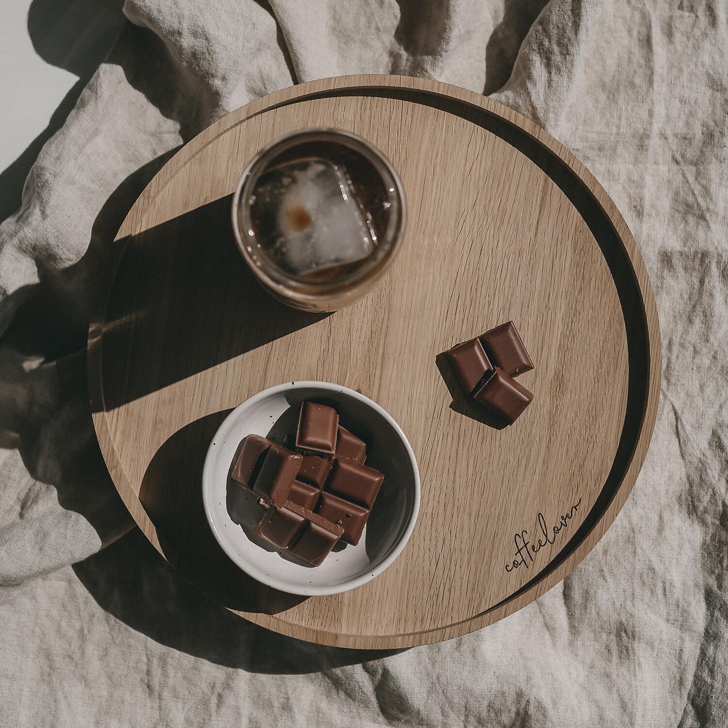 Drehteller aus Eiche "Coffeelover" - 28 cm (Natur)