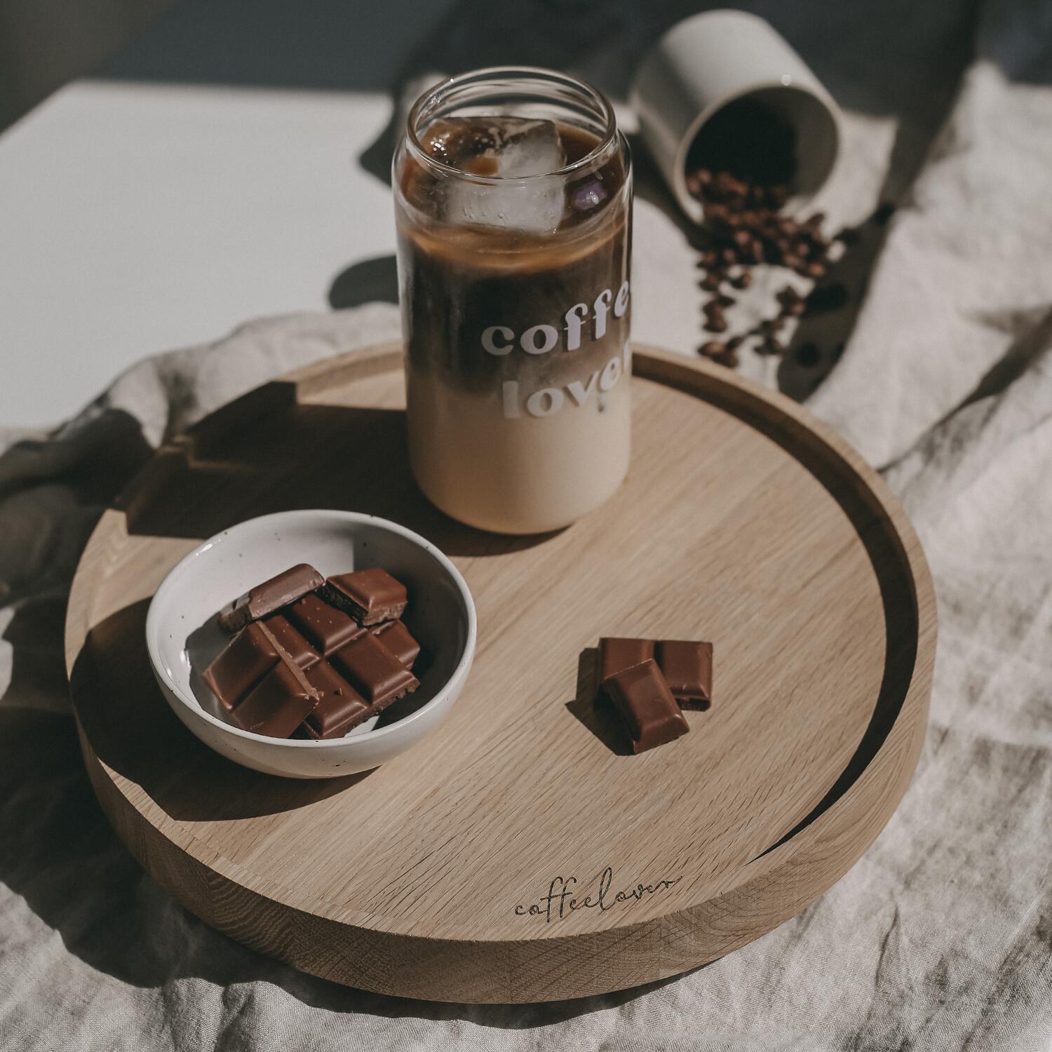 Drehteller aus Eiche "Coffeelover" - 28 cm (Natur)