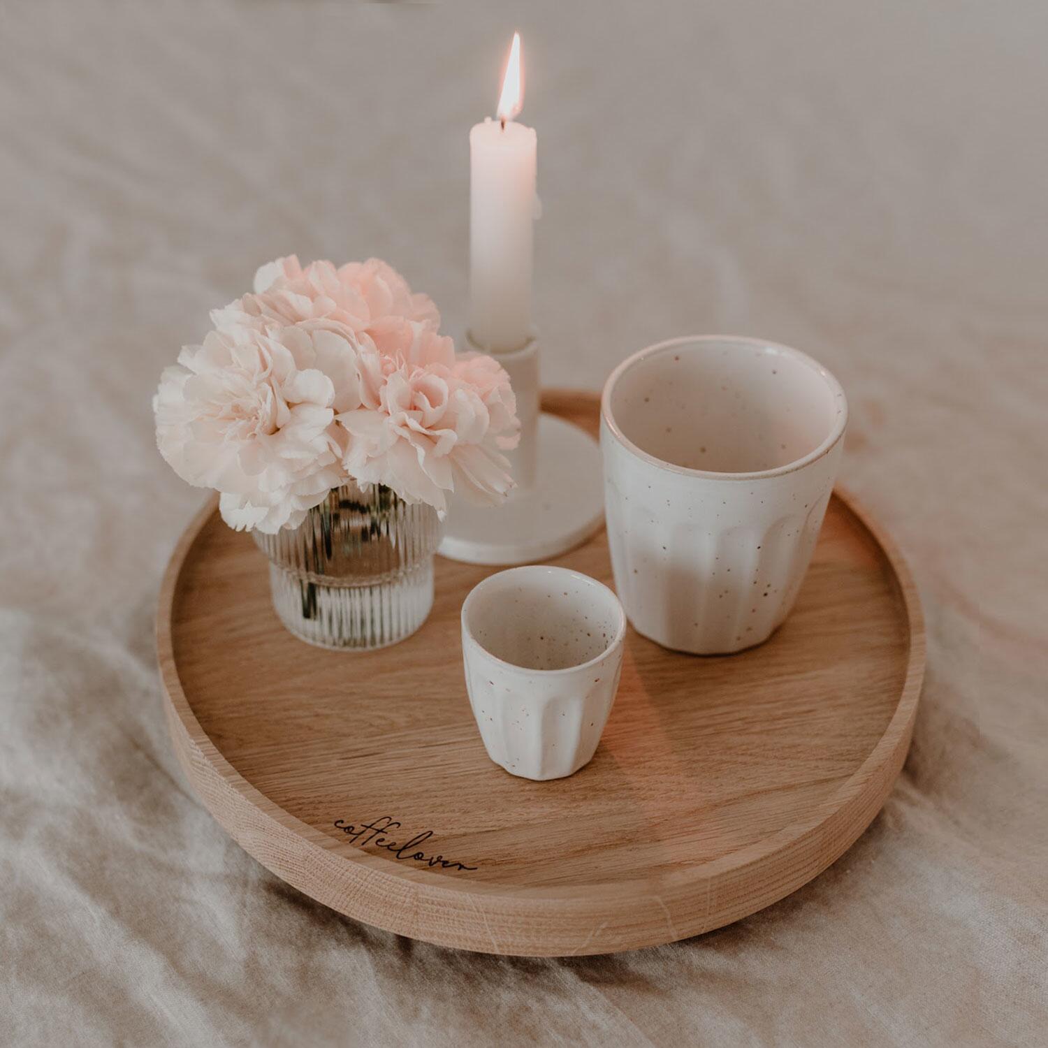 Drehteller aus Eiche "Coffeelover" - 28 cm (Natur)