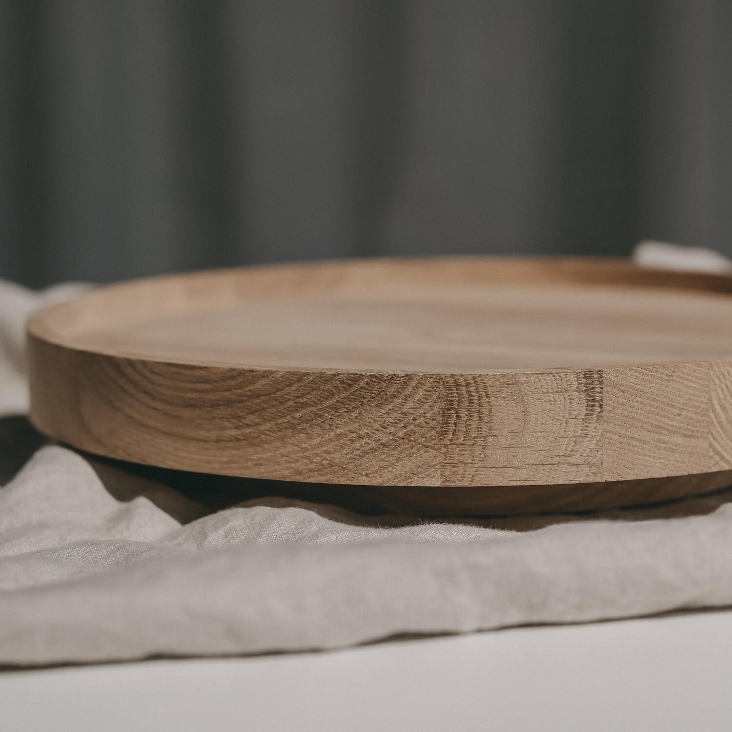 Drehteller aus Eiche "Erstmal Kaffee" - 28 cm (Natur) Eulenschnitt