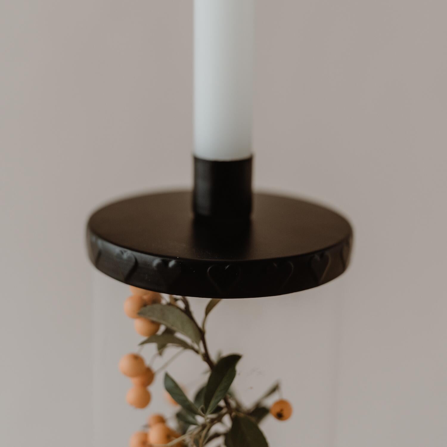 Kerzenhalter für Vorratsglas "Herz" (Schwarz) - 10,4 cm