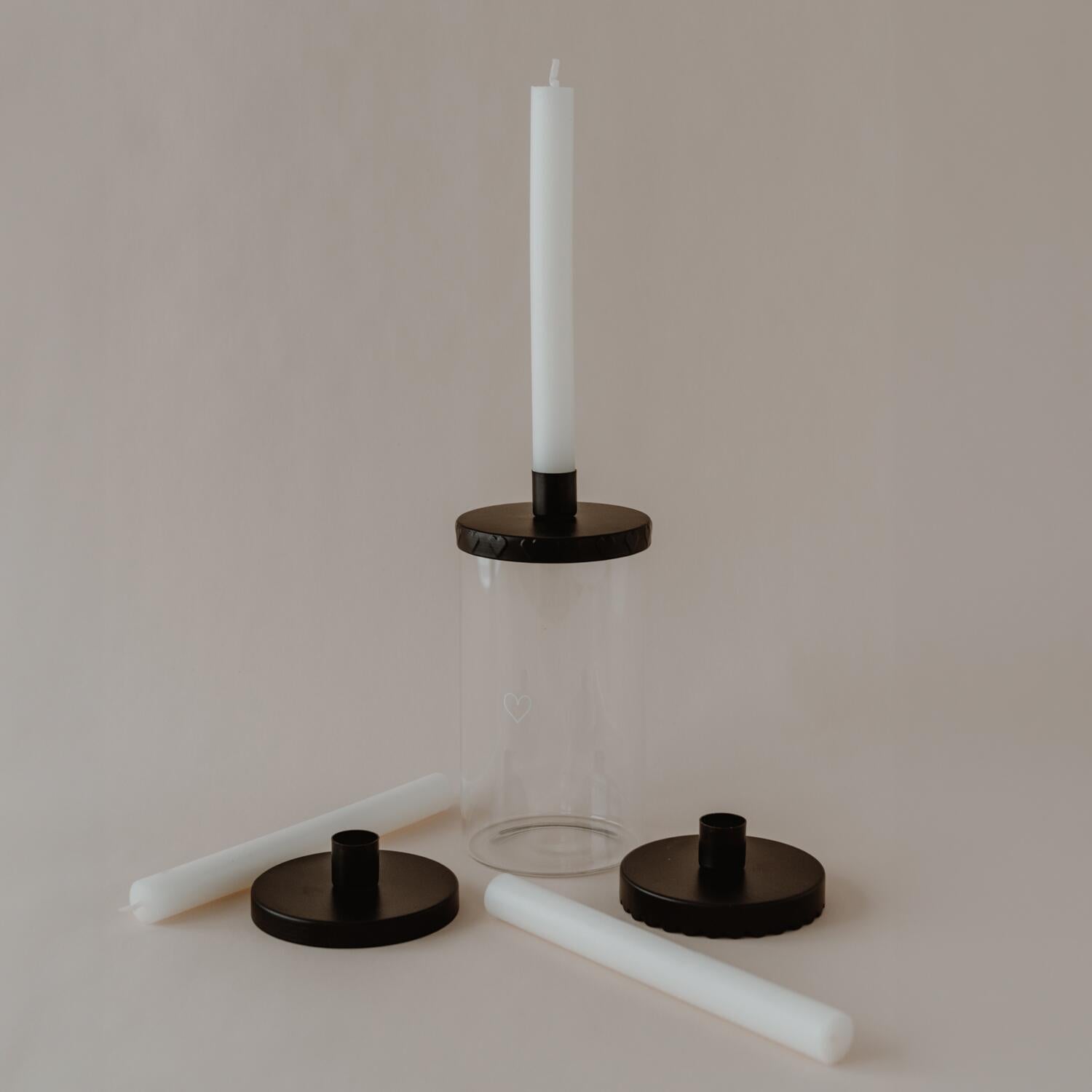 Kerzenhalter für Vorratsglas "Herz" (Schwarz) - 10,4 cm