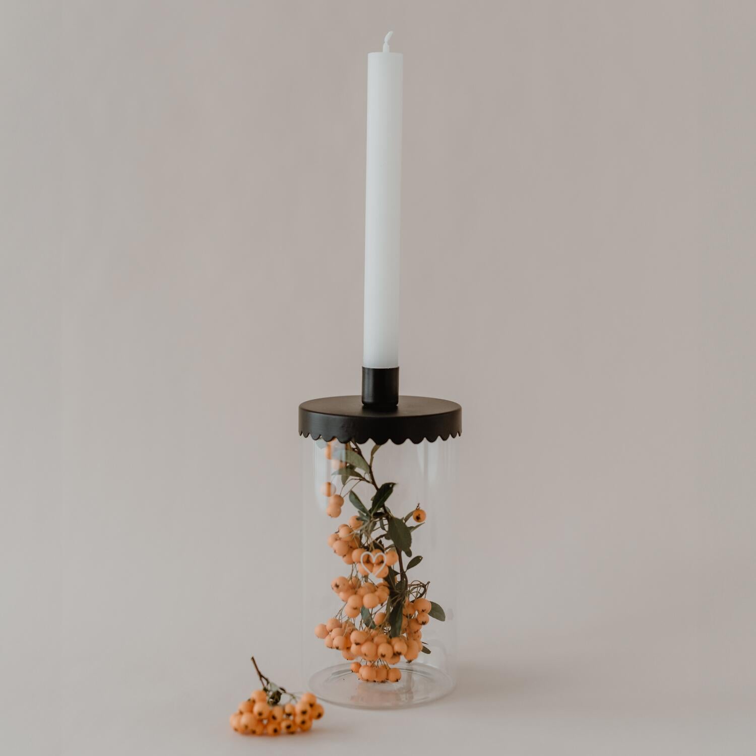 Kerzenhalter für Vorratsglas "Welle" - 10,4 cm (Schwarz)