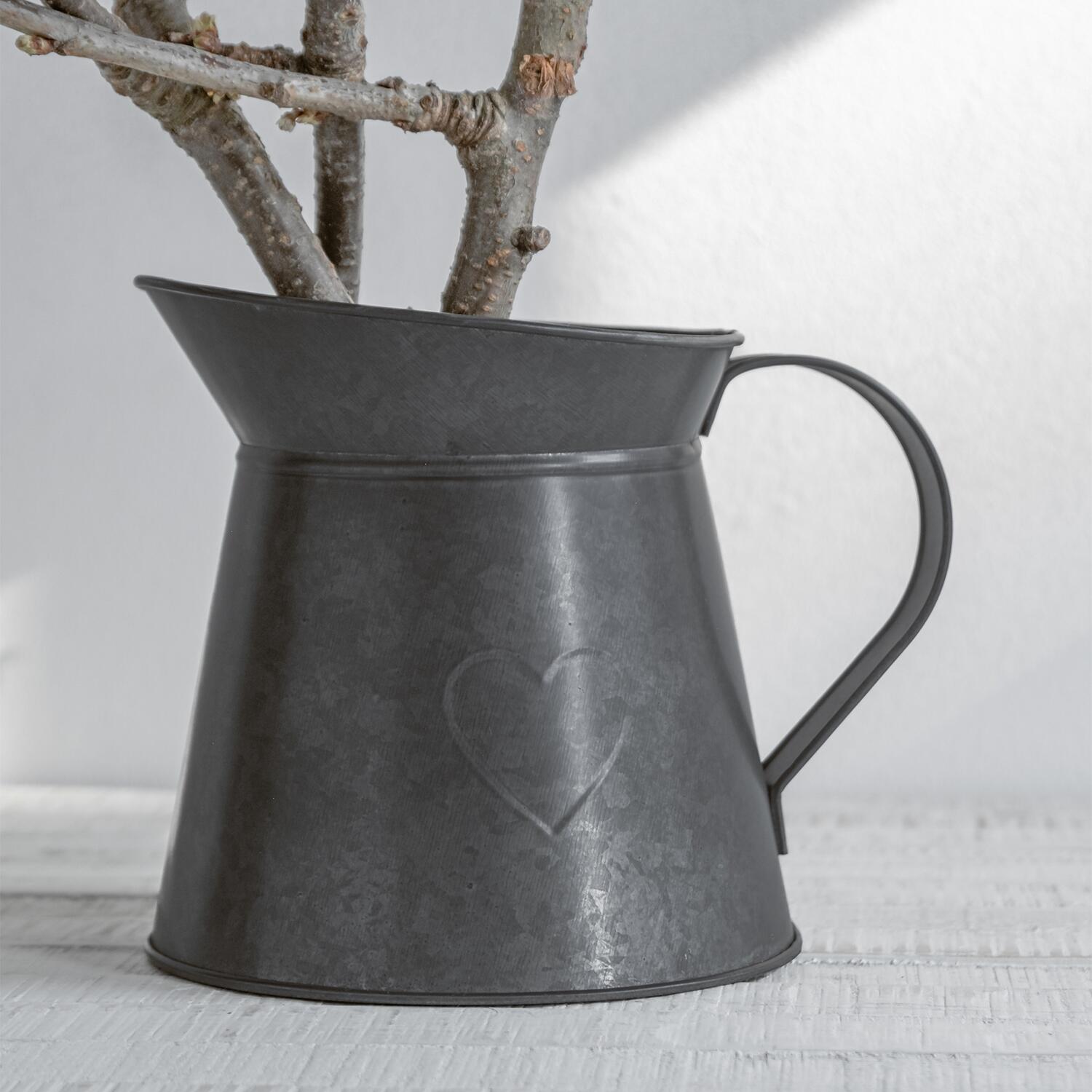 Metall Kännchen "Herz" - 1,2 l (Anthrazit) Eulenschnitt