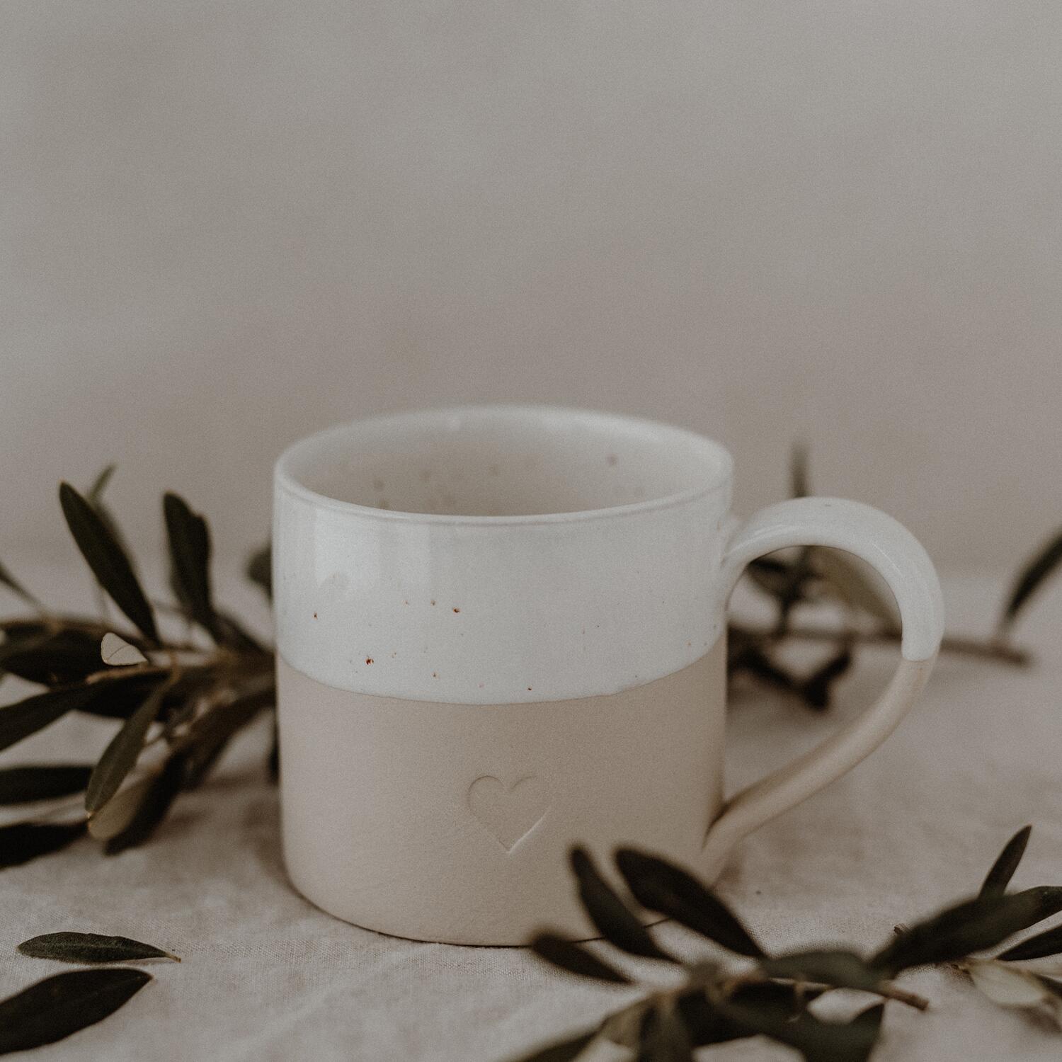 Große Tasse "Herz" - 450 ml (Natur)