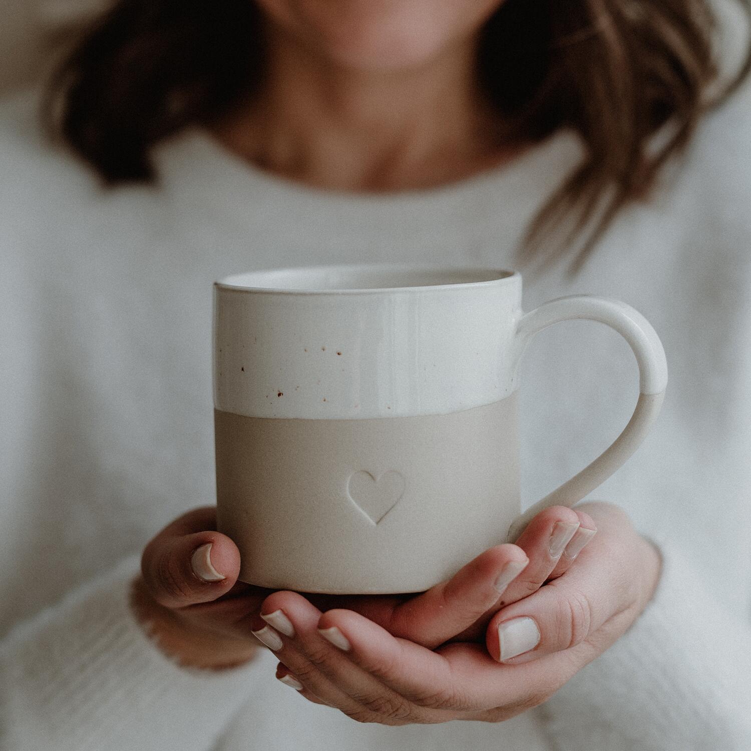 Große Tasse "Herz" - 450 ml (Natur)