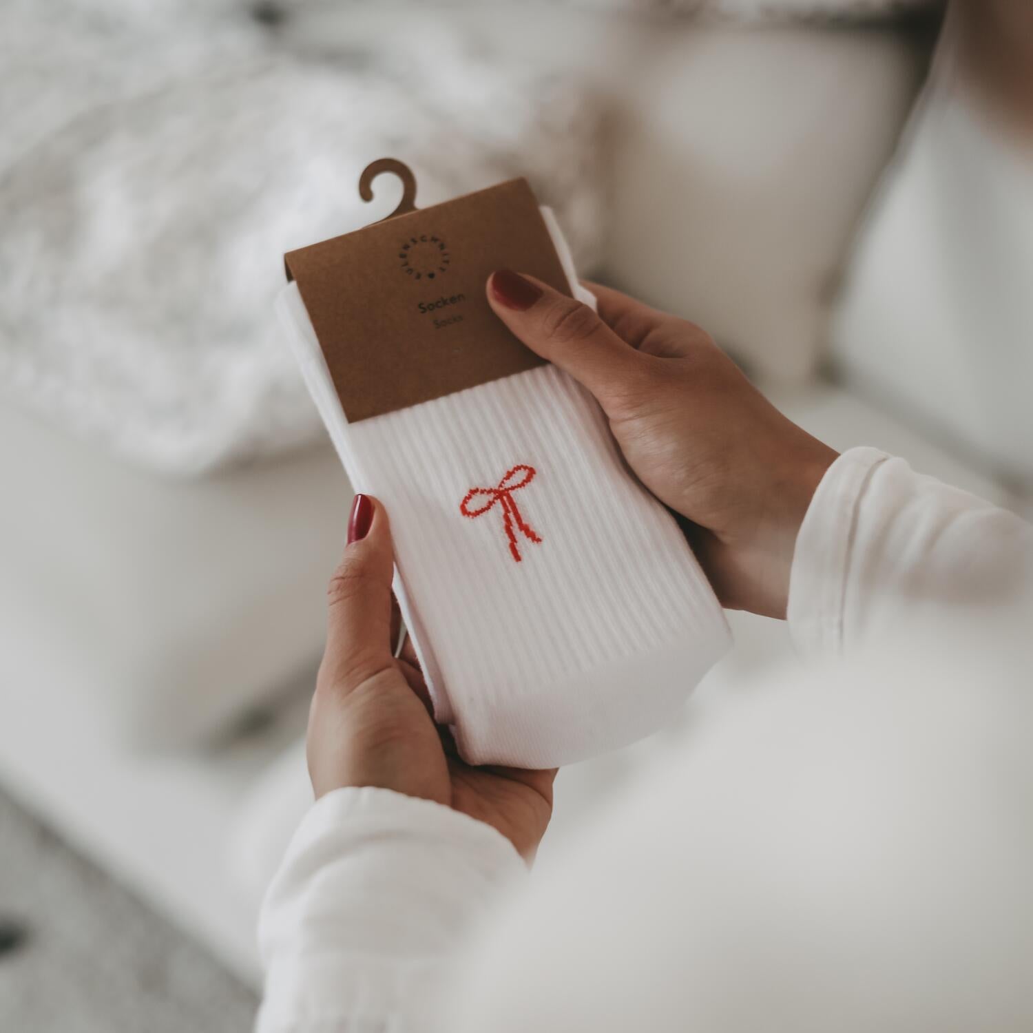 Socken "Schleife" (Weiß)