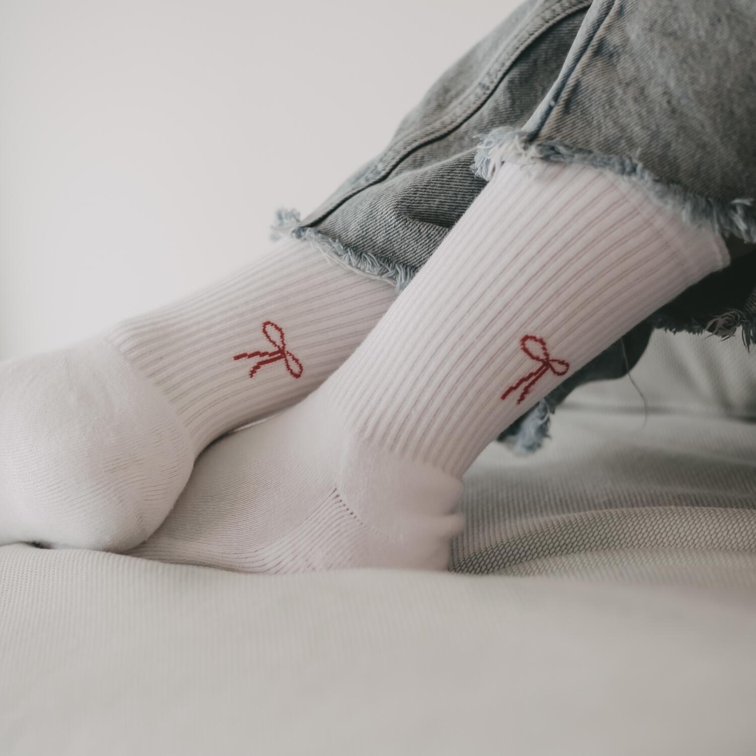 Socken "Schleife" (Weiß)