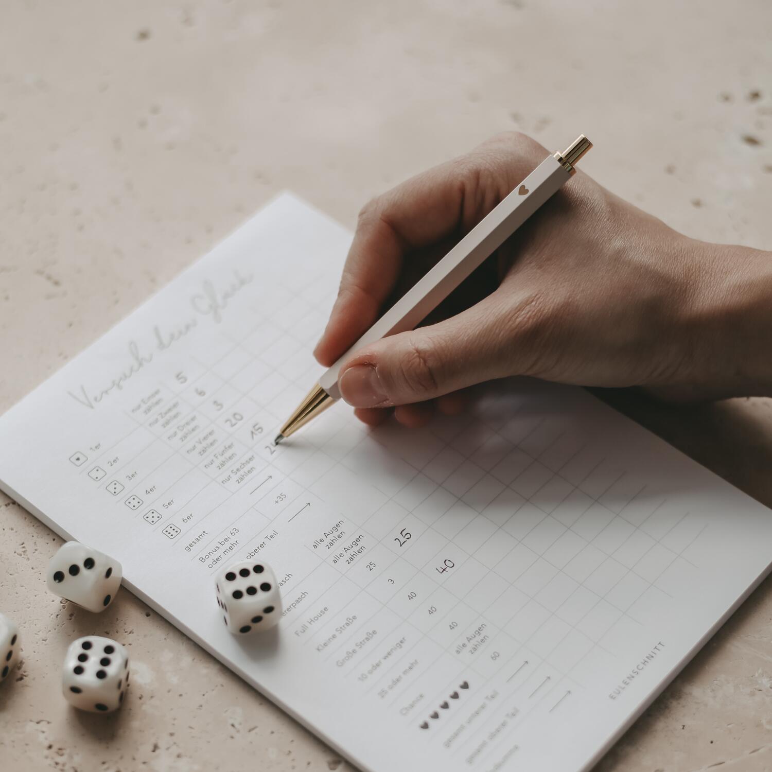 Kugelschreiber - 12,7 cm (Creme) Eulenschnitt