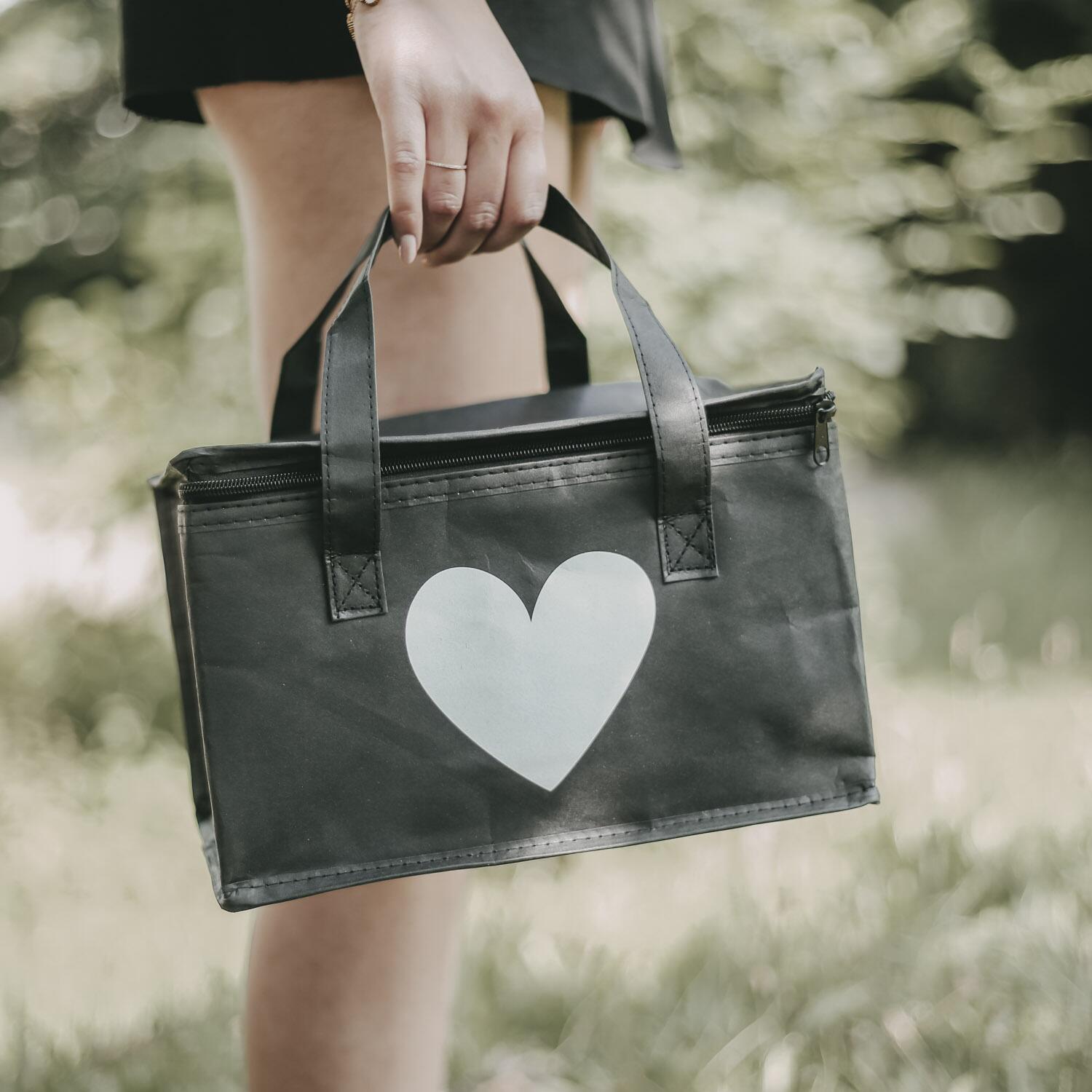 Kühltasche "Herz" - 30x18x22 cm (Schwarz)