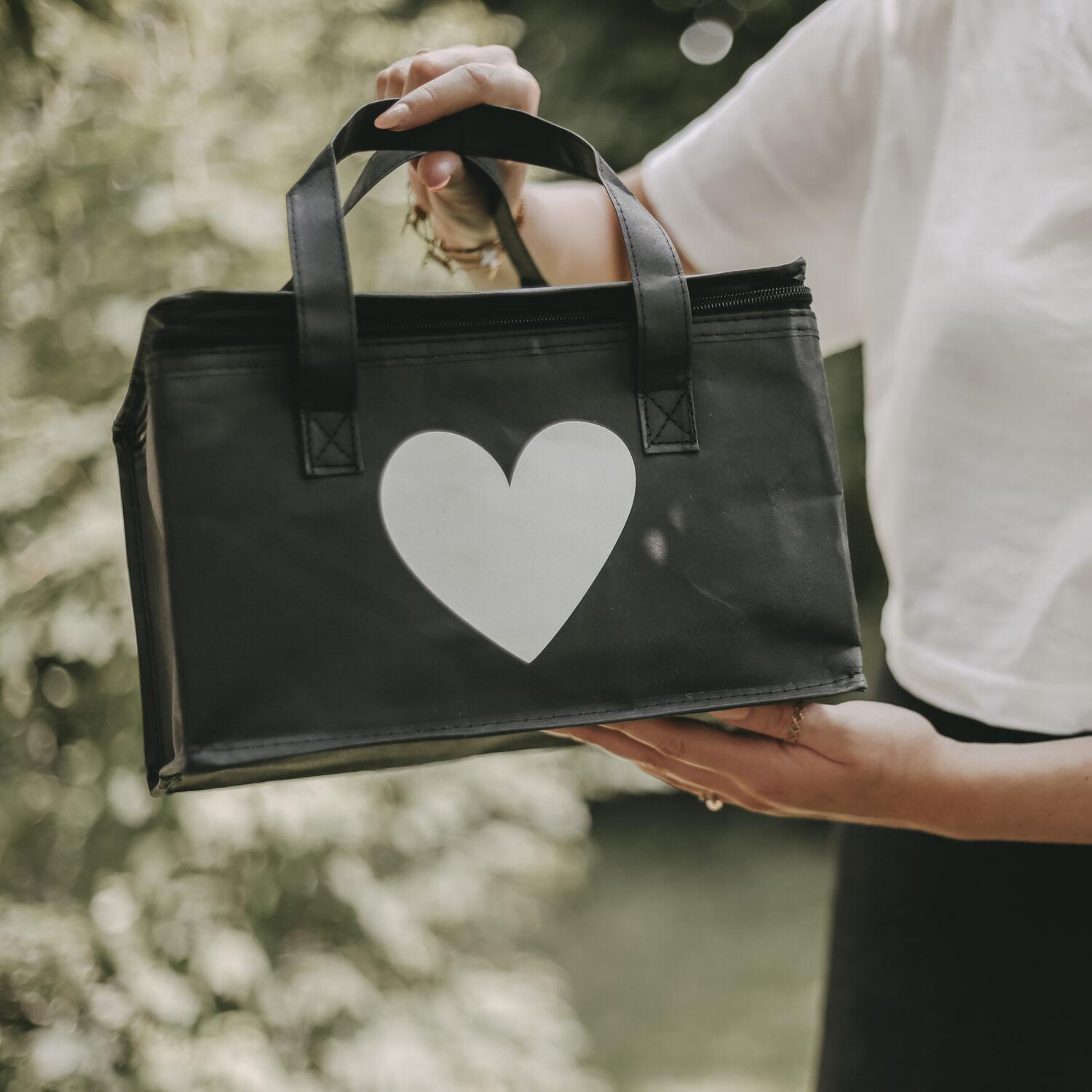 Kühltasche "Herz" - 30x18x22 cm (Schwarz)