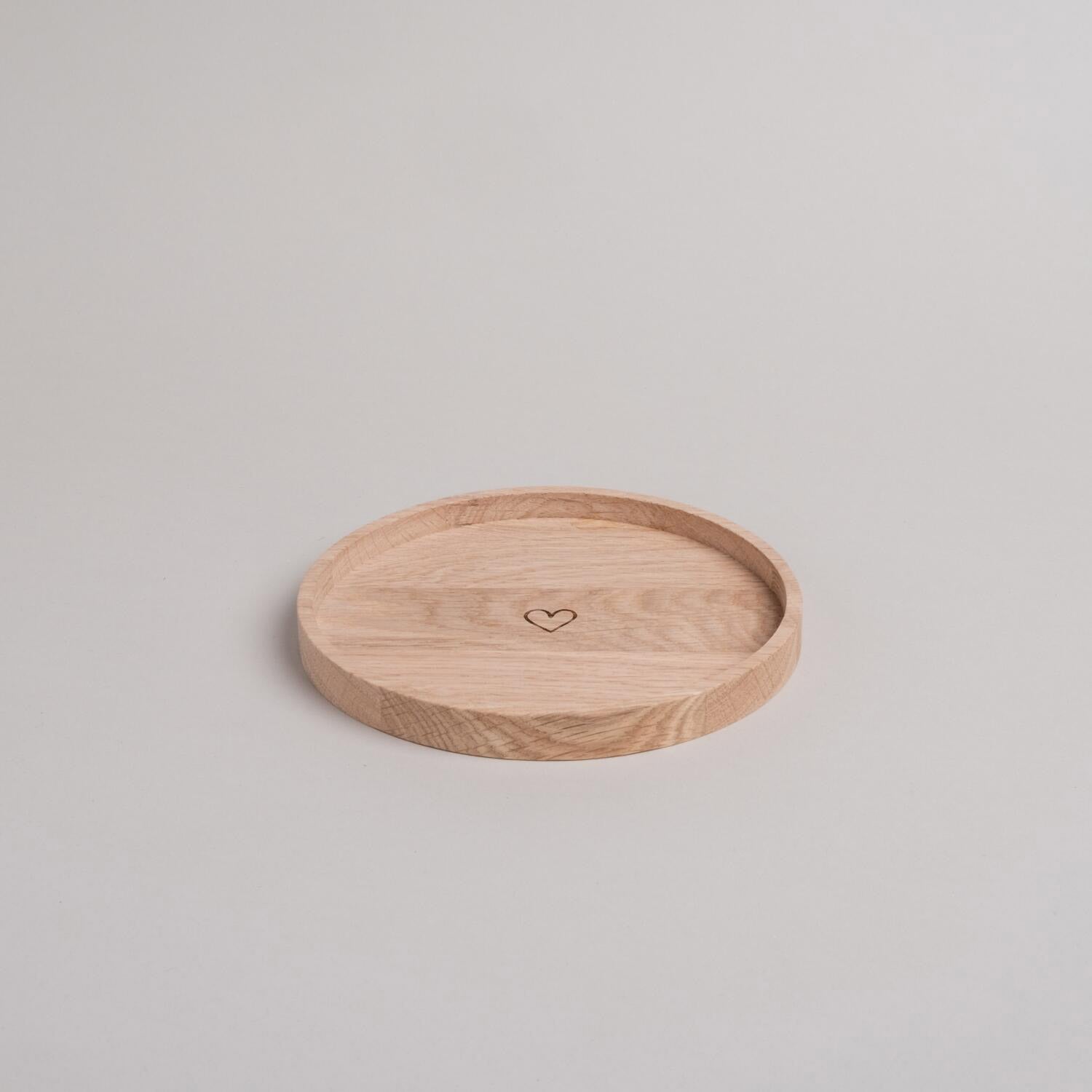 Mini-Tablett rund "Herz" (Natur) Eulenschnitt