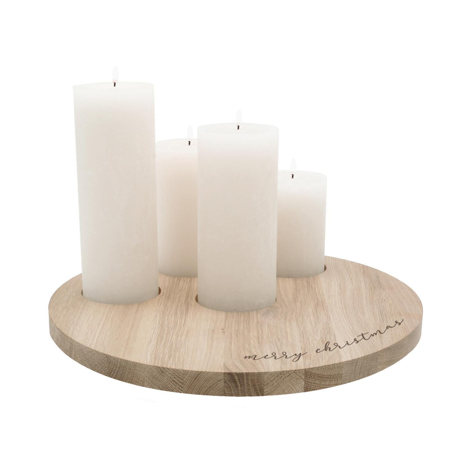 Kerzenbrett "Merry Christmas" - 29x2 cm (Natur)