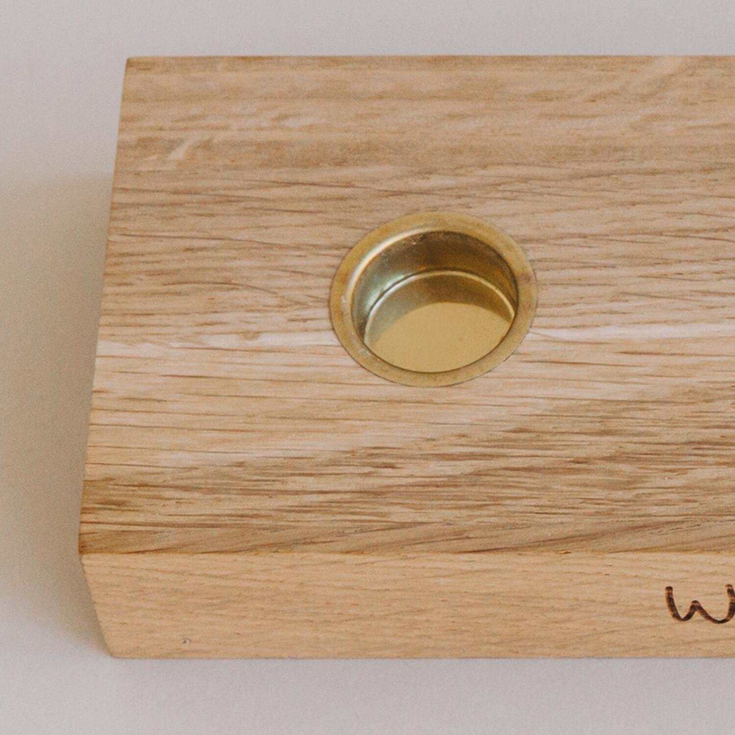 Adventskerzenbrett aus Eiche "Weihnachten" - 35x8x3 cm (Natur)