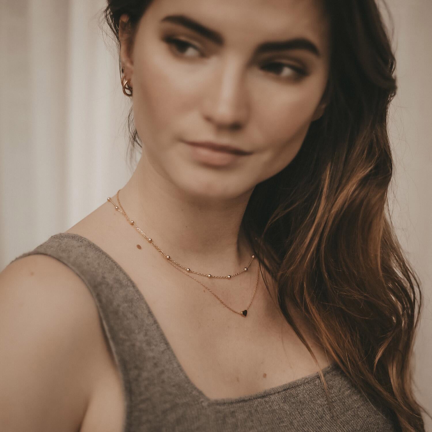 Kette "Lia" mit Herz - 40-45 cm (Gold) Eulenschnitt