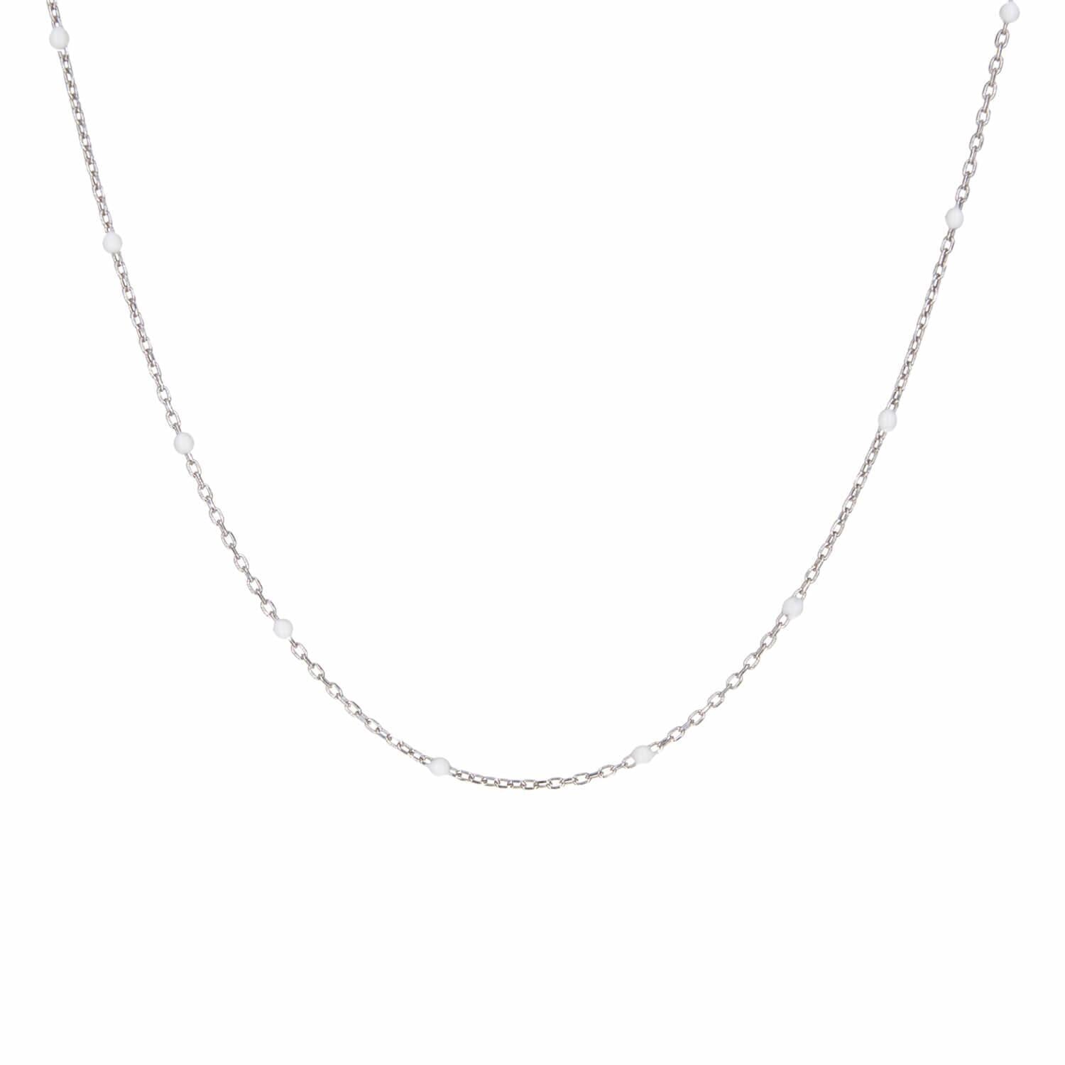 Kette "Lini" - 40-45 cm (Silber/Weiß) Eulenschnitt