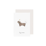 Klappkarte "Geburtstagsdackel" - 10,5x14,8 cm (Weiß/Braun)