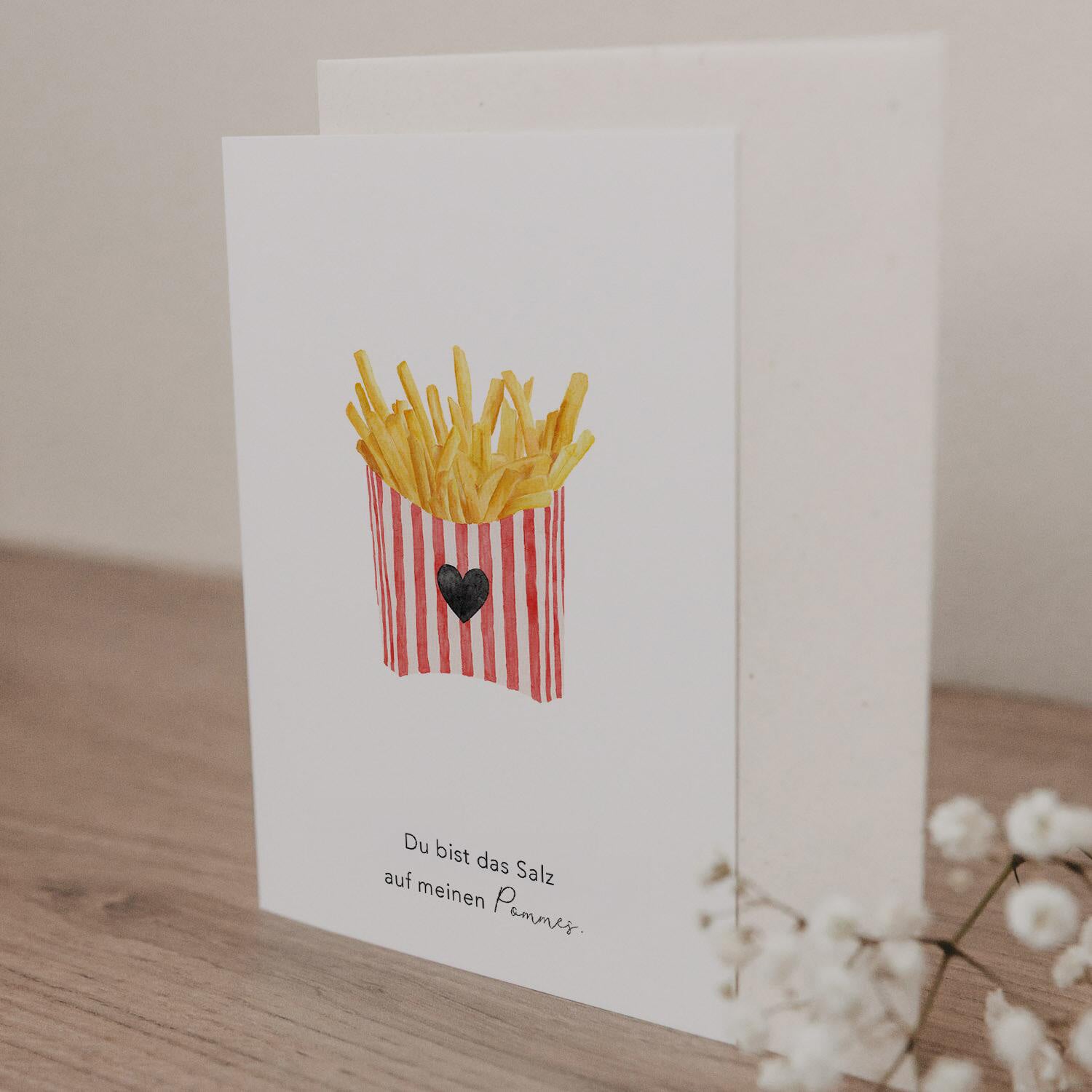 Klappkarte "Pommes" - 10,5x14,8 cm (Weiß) Eulenschnitt