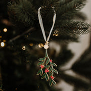 Baumschmuck "Mistelzweig" - 5x9,6 cm (Grün/Gold)