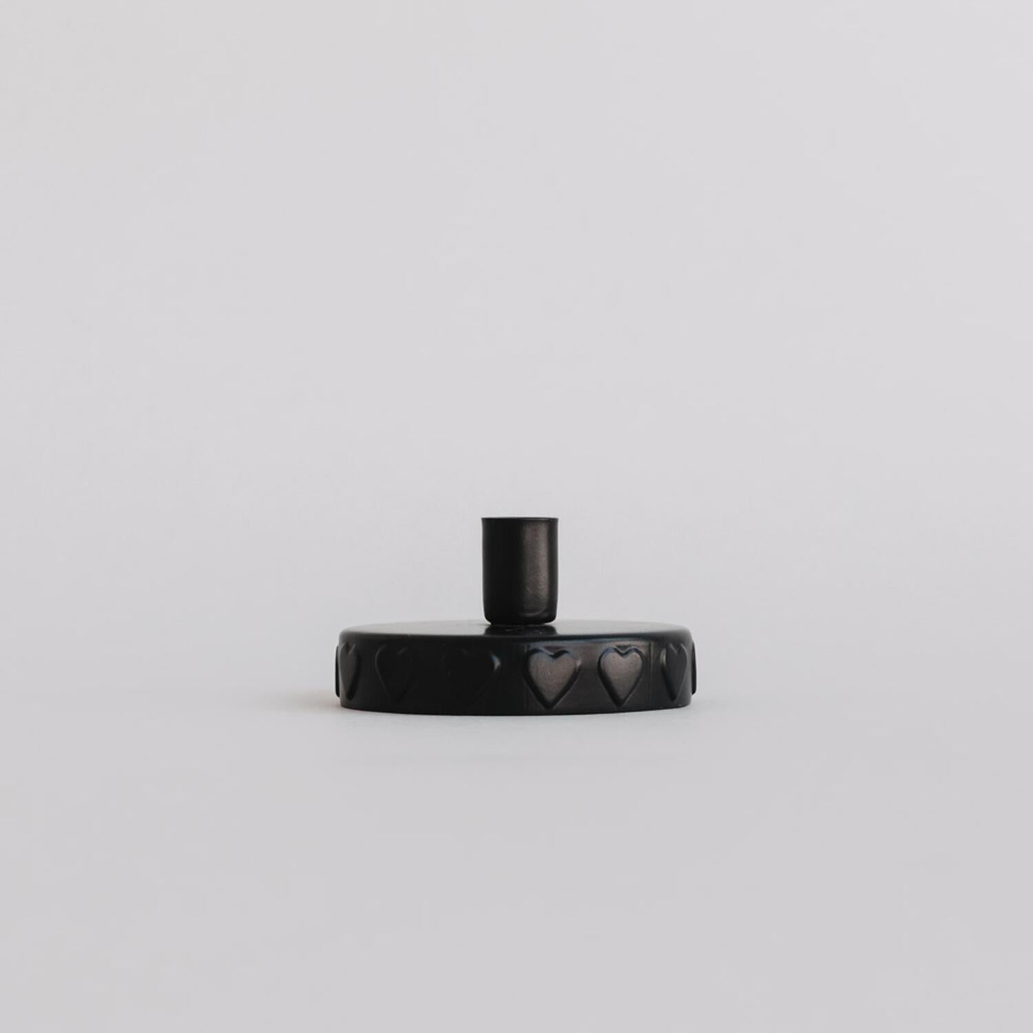 Kerzenhalter "Mini Herzen" - 6,3x4,9 cm (Schwarz)