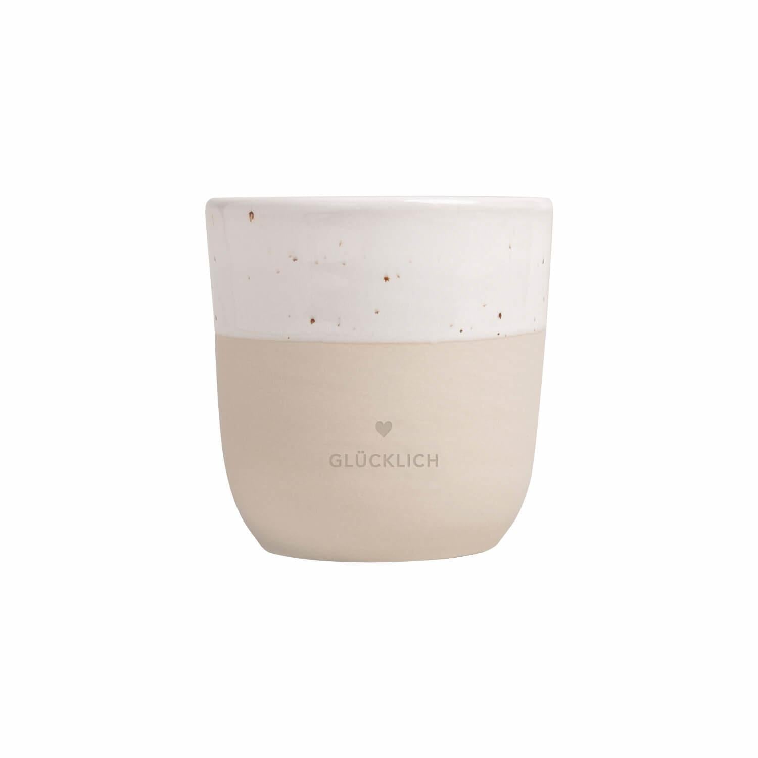 Becher "Glücklich" - 320 ml (Natur) Eulenschnitt