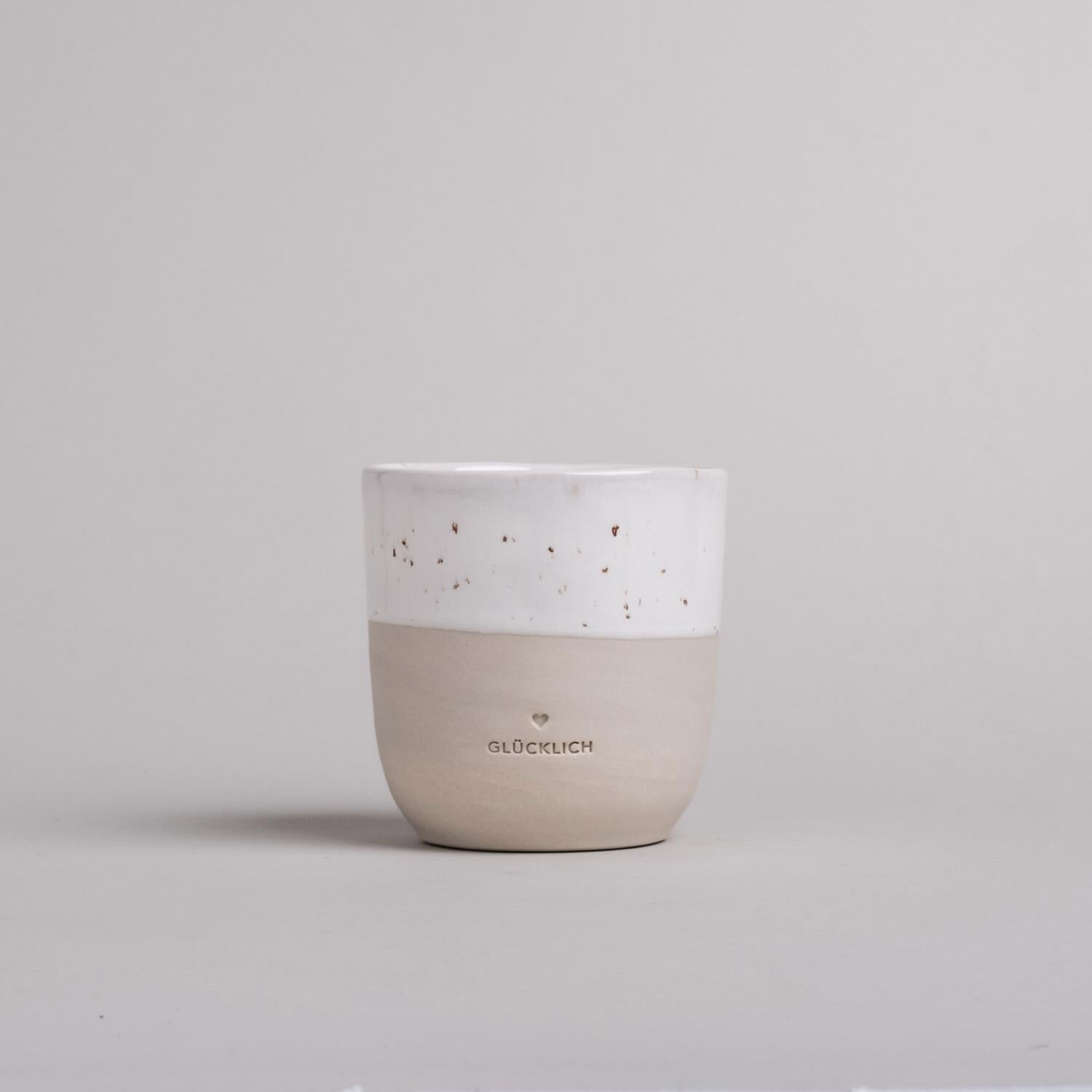Becher "Glücklich" - 320 ml (Natur) Eulenschnitt