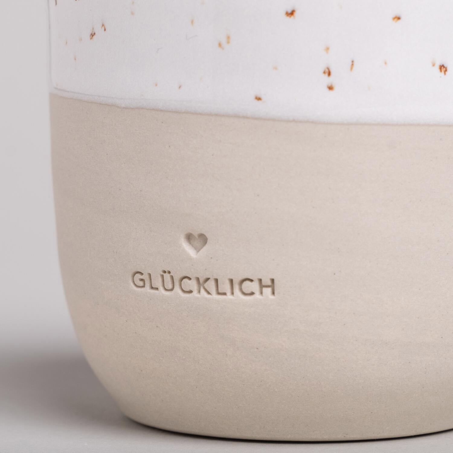 Becher "Glücklich" - 320 ml (Natur) Eulenschnitt