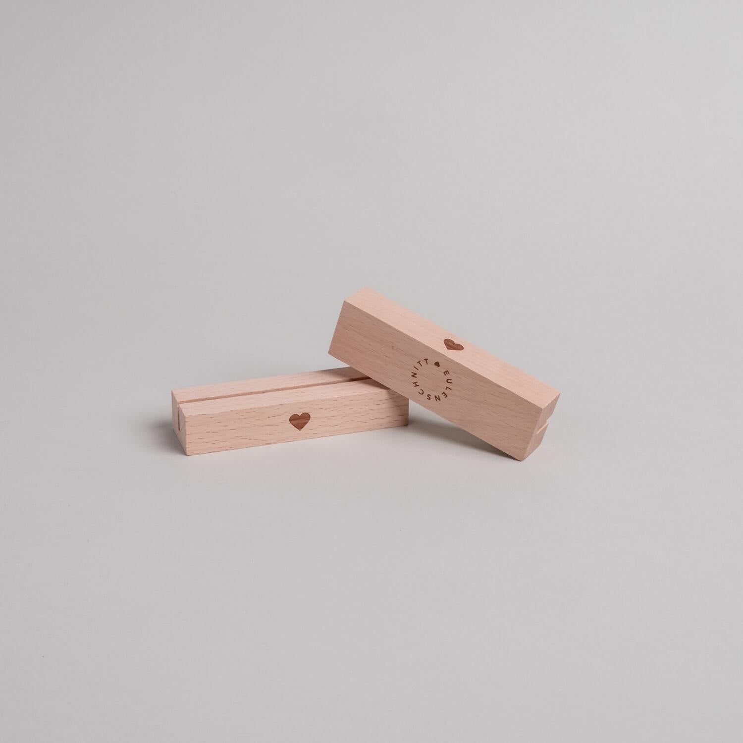 Kartenständer 2er Set "Herz" - 10,5 cm (Braun) Eulenschnitt