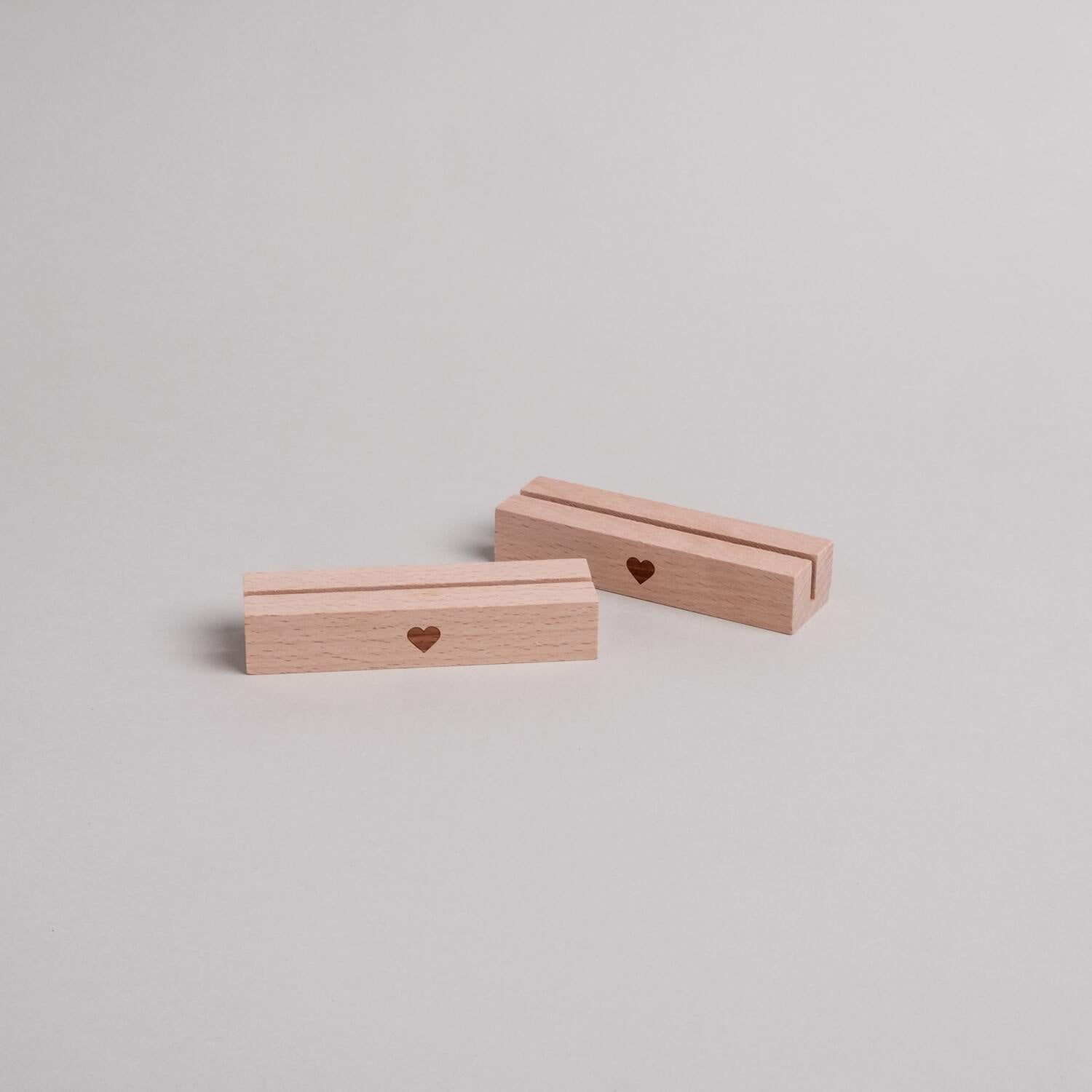 Kartenständer 2er Set "Herz" - 10,5 cm (Braun) Eulenschnitt