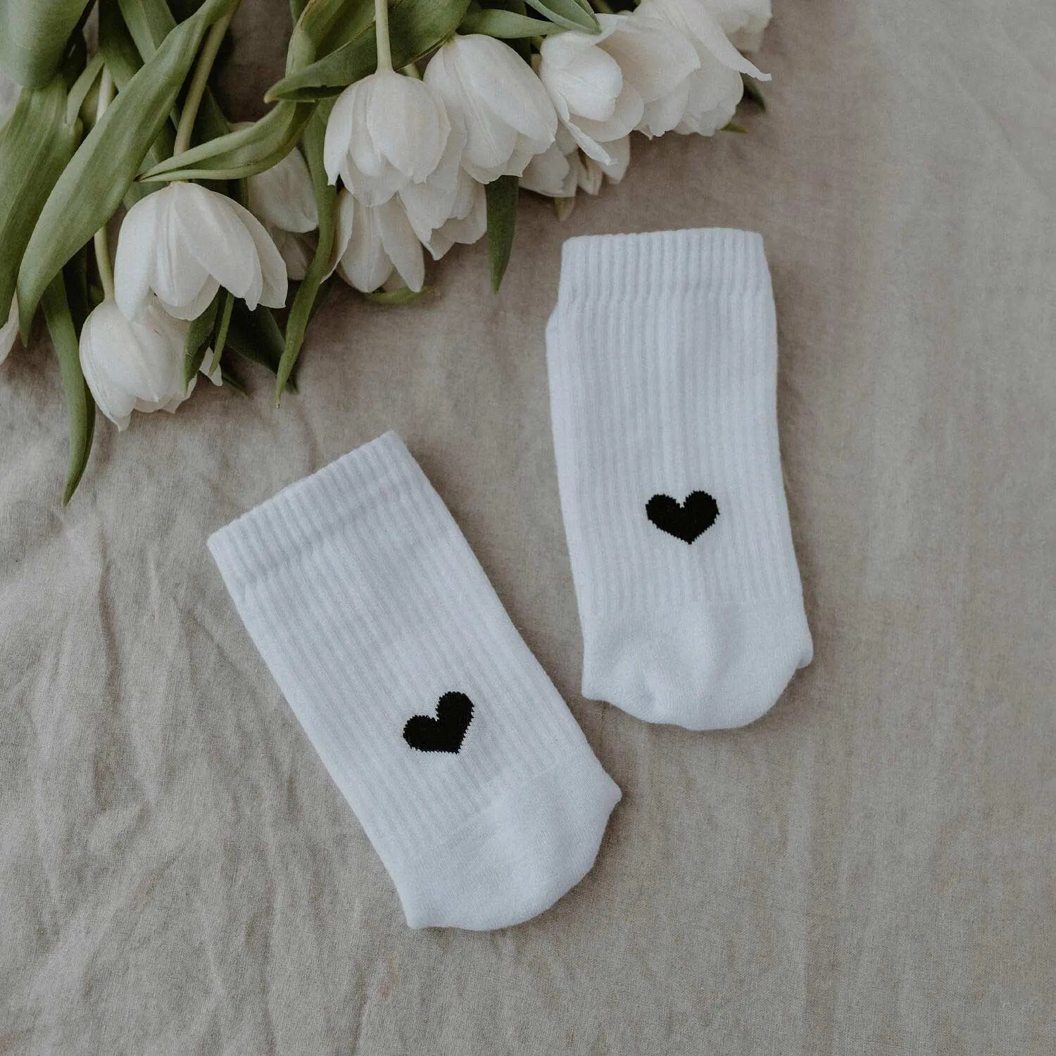 Socken "Herz" - 39-42 (Weiß) Eulenschnitt