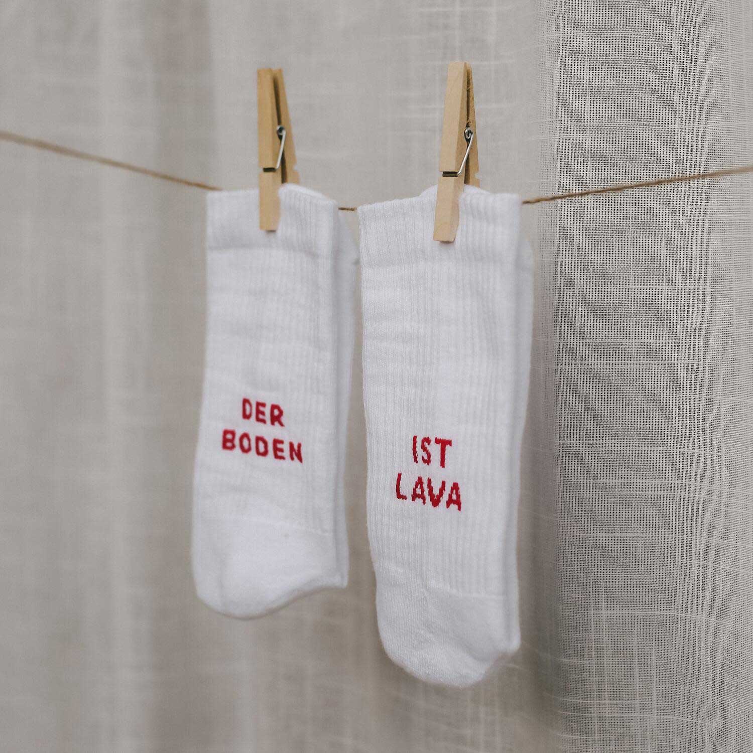 Socken "Der Boden ist Lava" - 35-38 (Weiß) Eulenschnitt