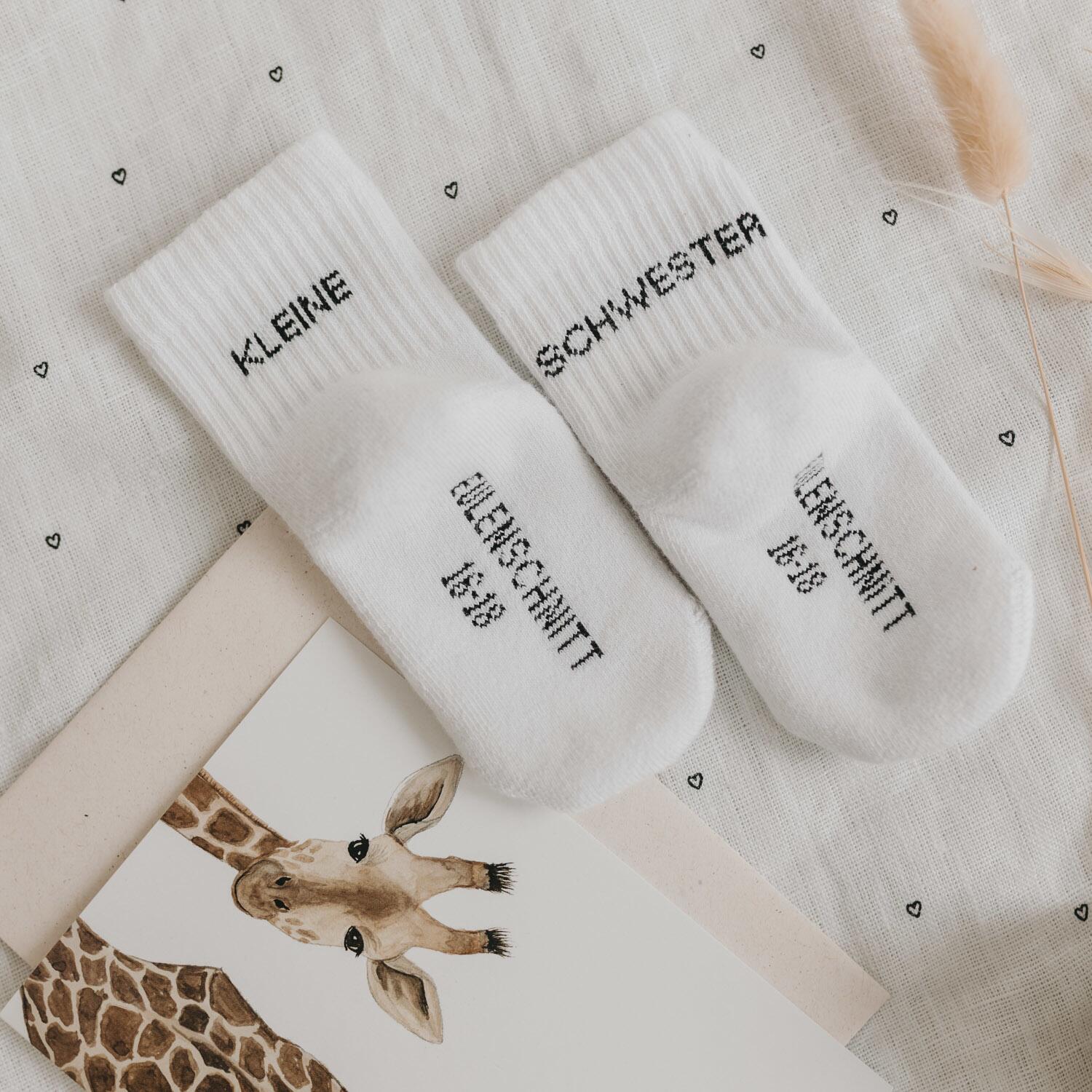 Babysocken "Kleine Schwester" - 3 Monate (Weiß)