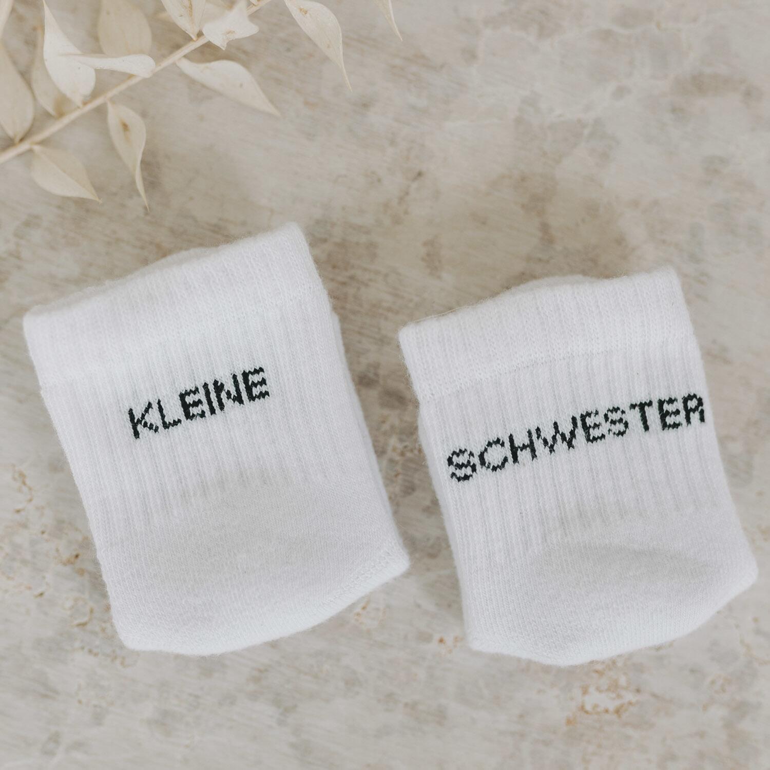 Babysocken "Kleine Schwester" - 3 Monate (Weiß)