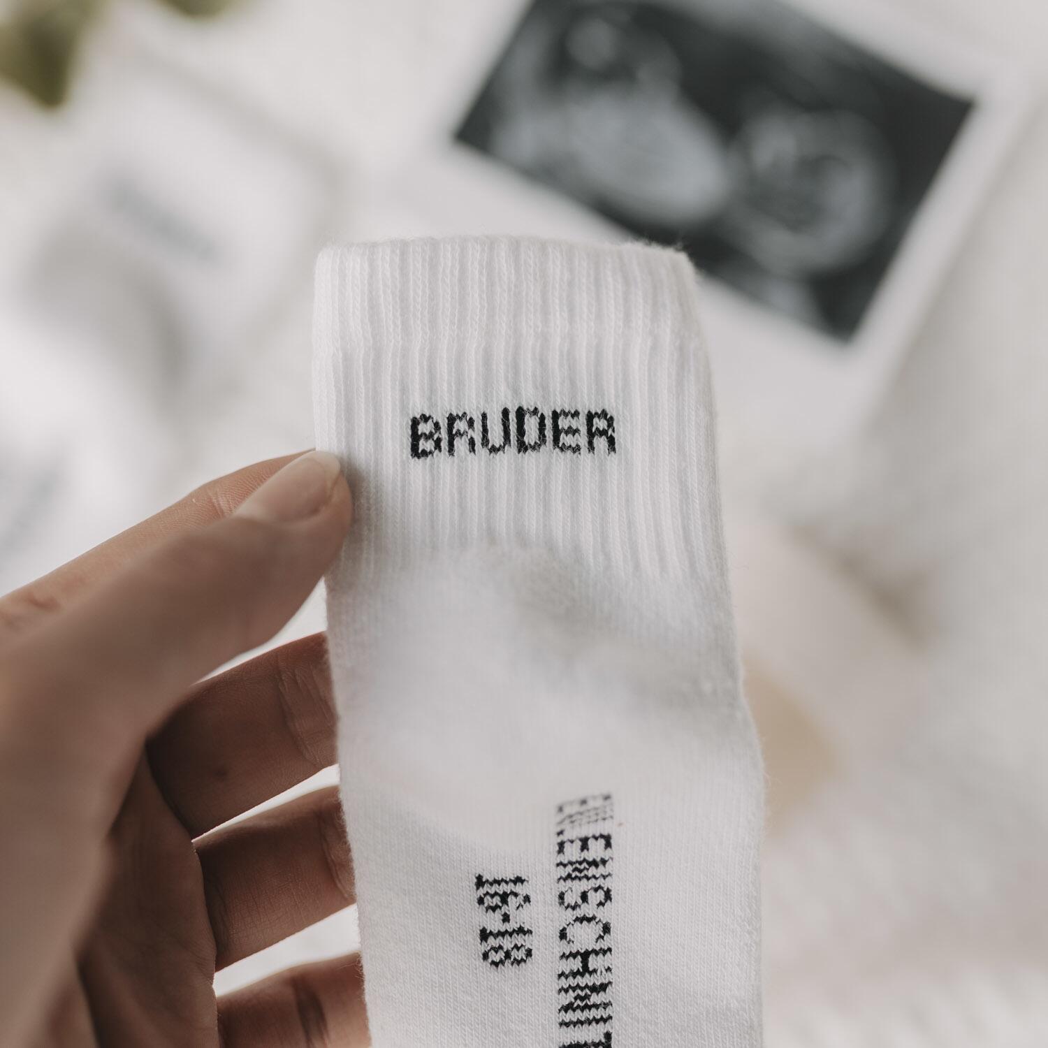 Babysocken "Kleiner Bruder" - 3 Monate (Weiß)