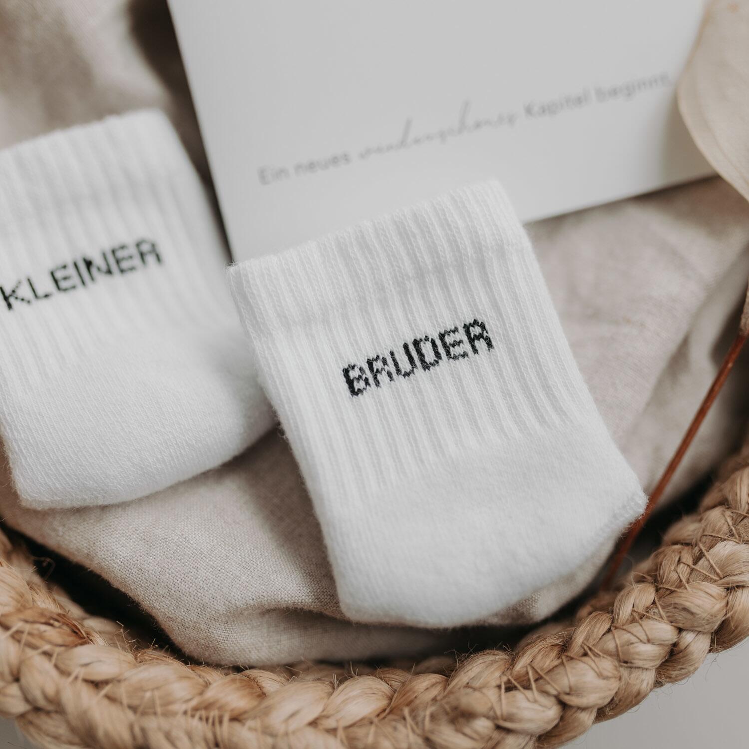 Babysocken "Kleiner Bruder" - 3 Monate (Weiß)