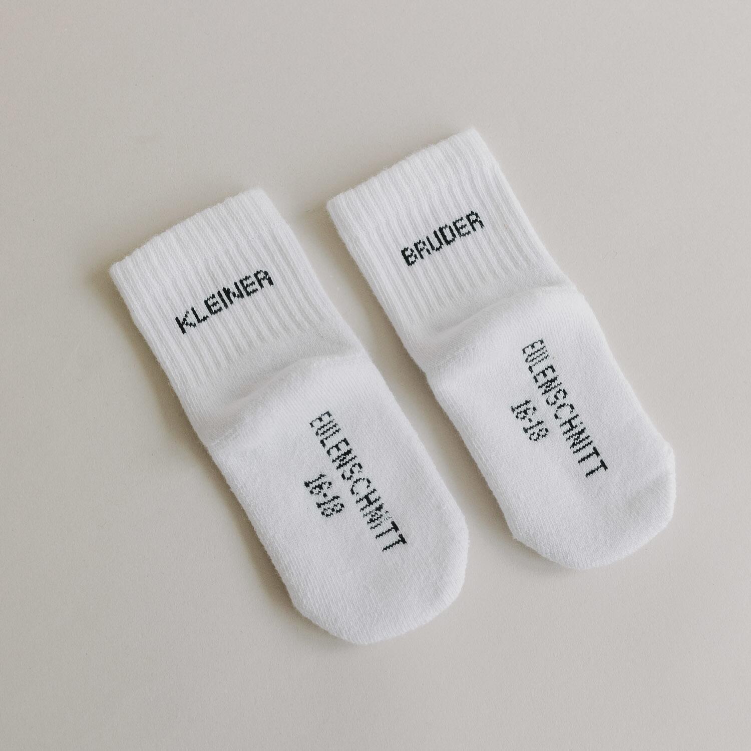 Babysocken "Kleiner Bruder" - 3 Monate (Weiß)
