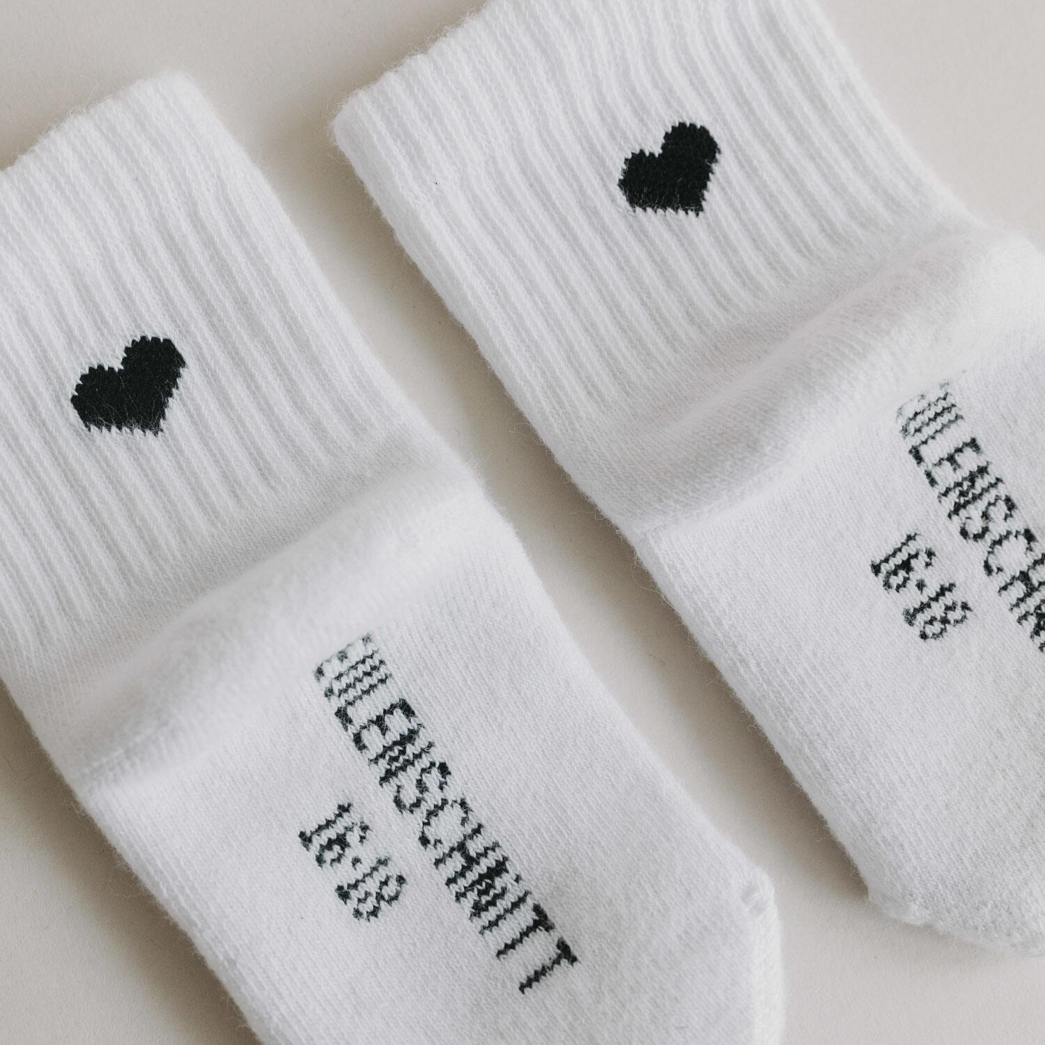 Babysocken "Herz" - 3 Monate (Schwarz)