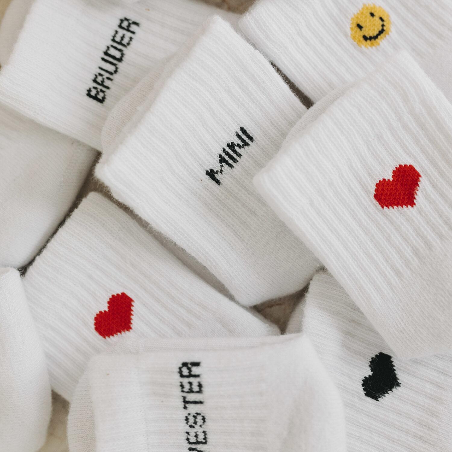 Babysocken "Herz" - 3 Monate (Schwarz)