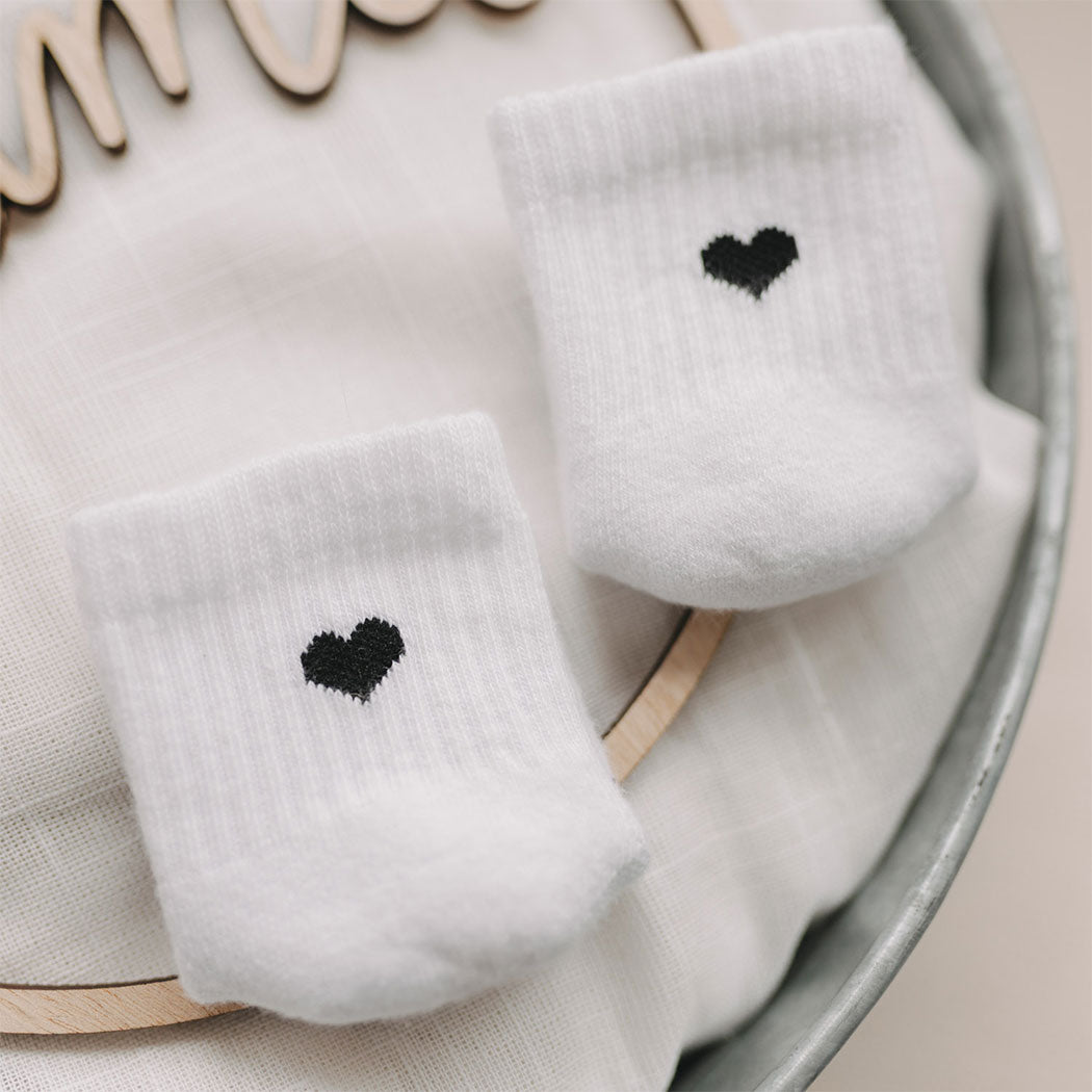 Babysocken "Herz" - 3 Monate (Schwarz)