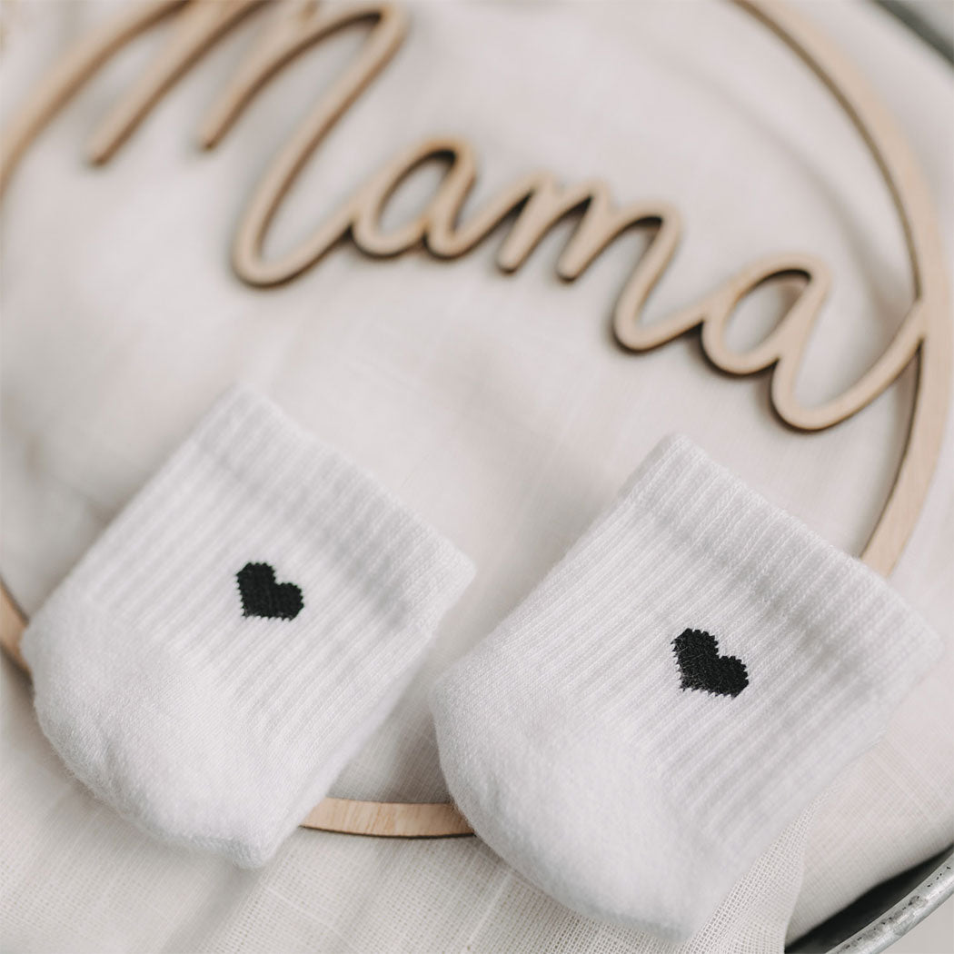 Babysocken "Herz" - 3 Monate (Schwarz)