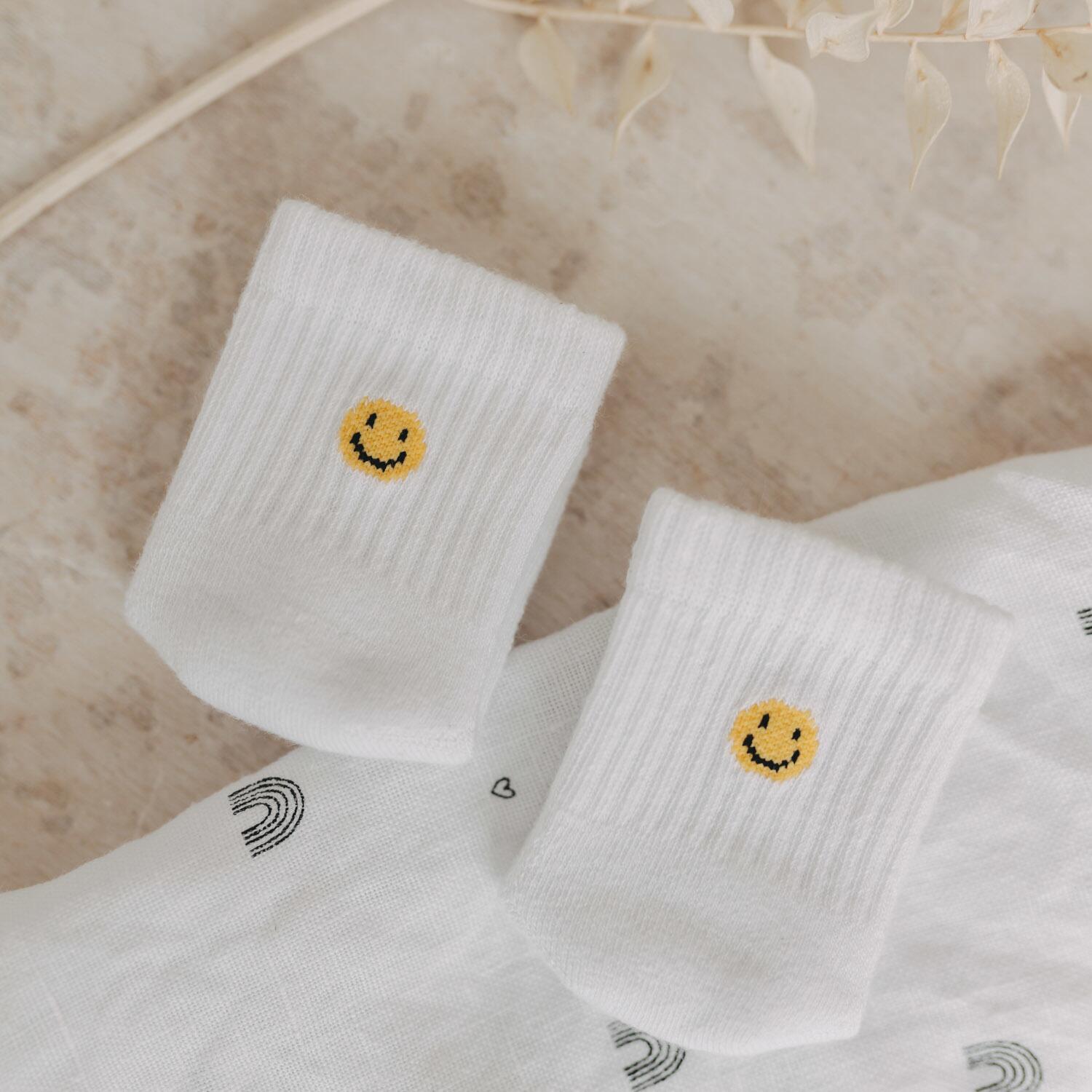 Babysocken "Smiley" - 3 Monate (Weiß)