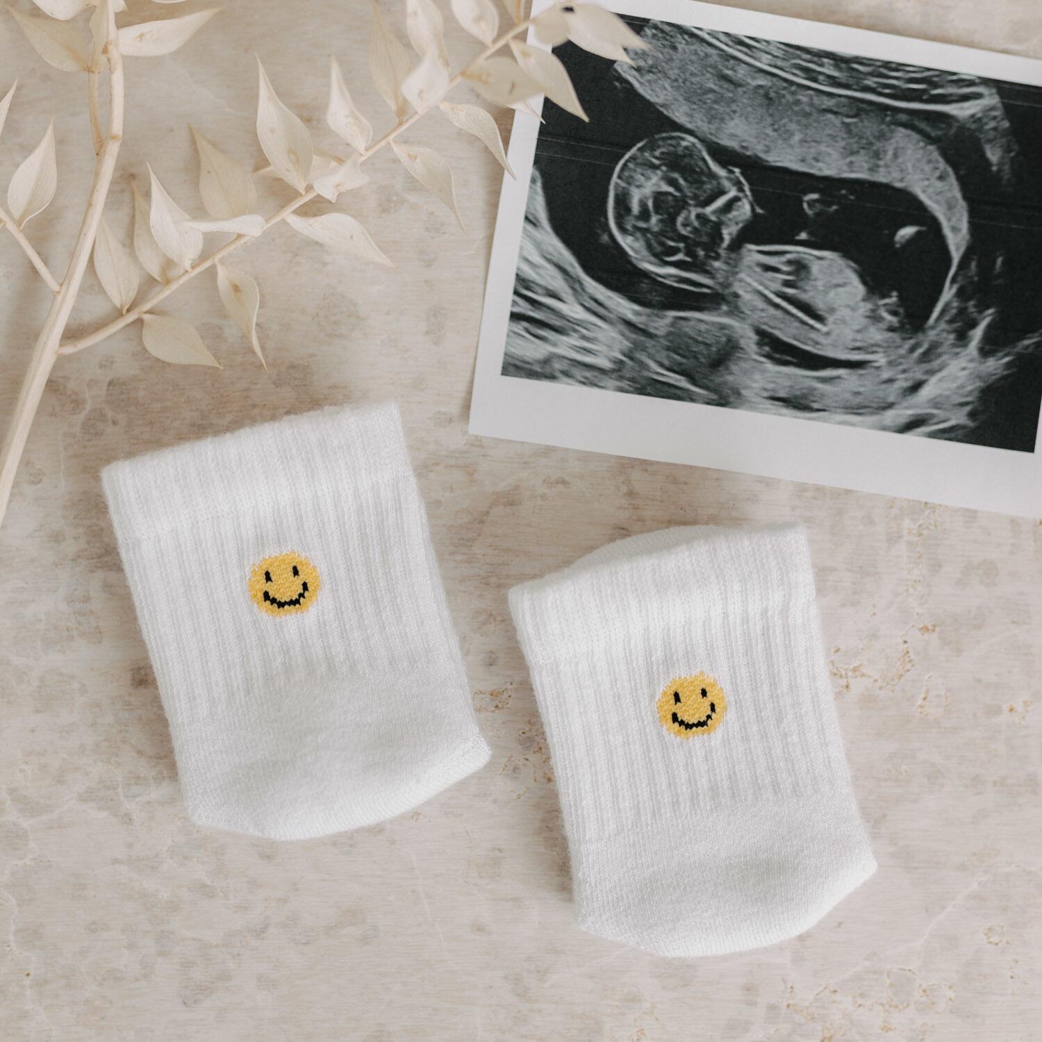 Babysocken "Smiley" - 3 Monate (Weiß)