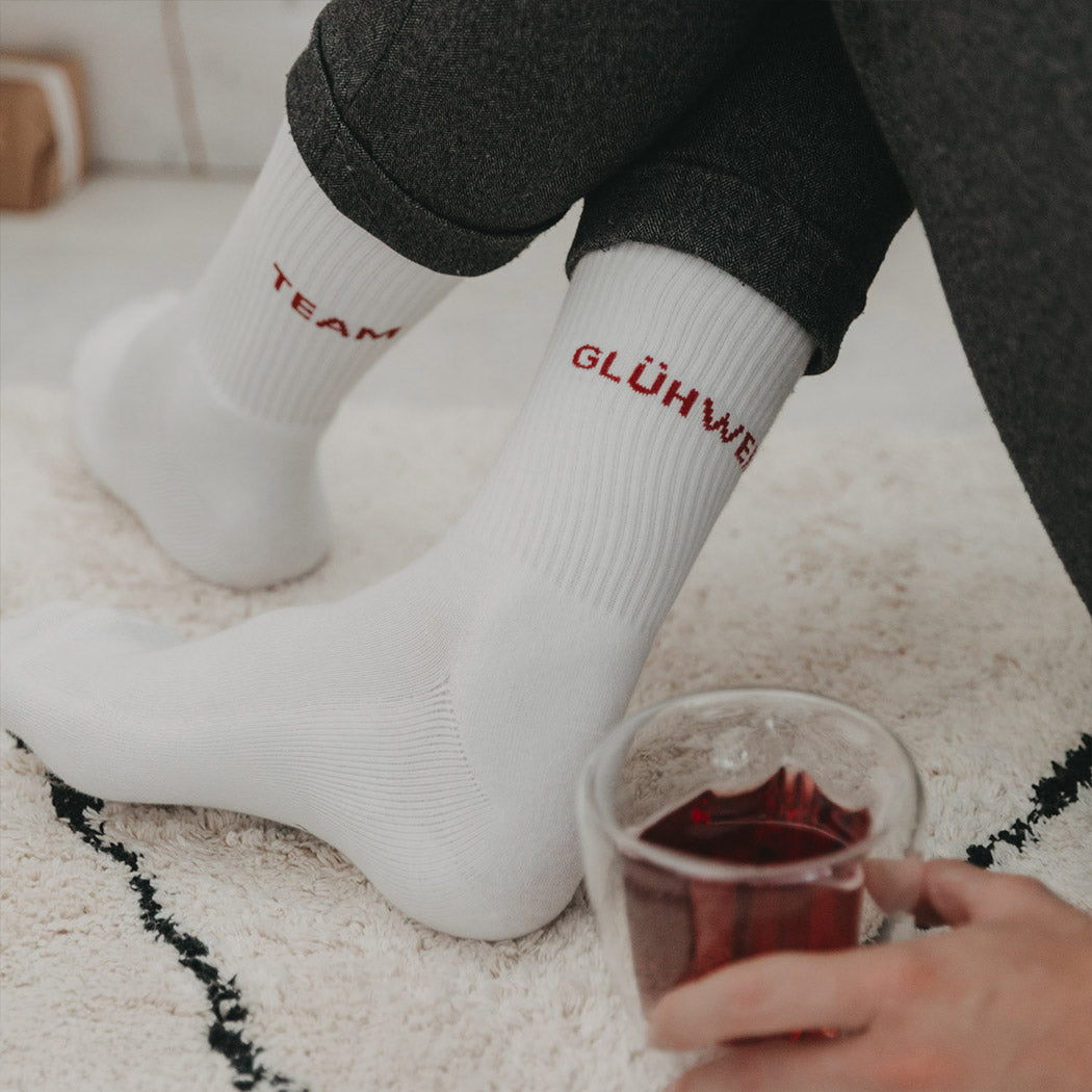 Socken "Team Glühwein" (Weiß)