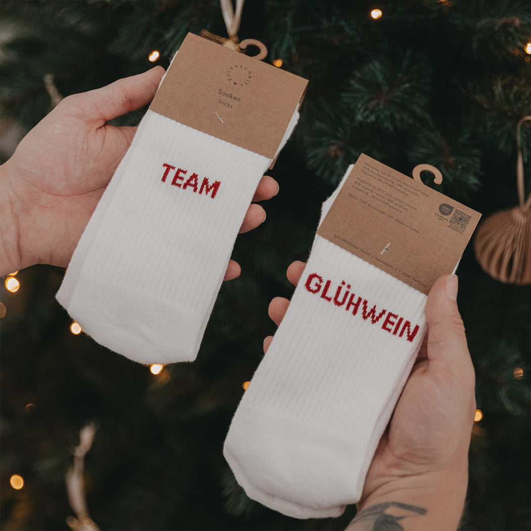 Socken "Team Glühwein" (Weiß)