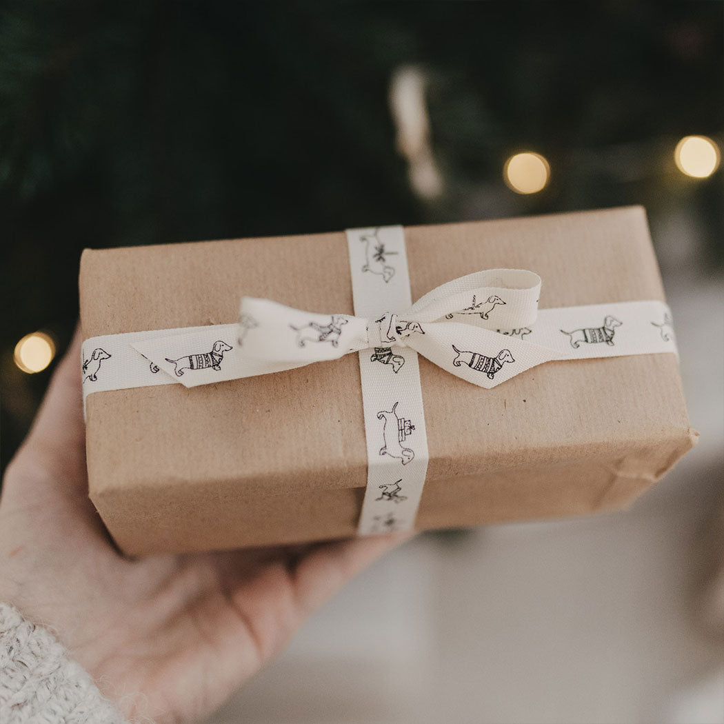 Geschenkband "Weihnachtsdackel" - 5m