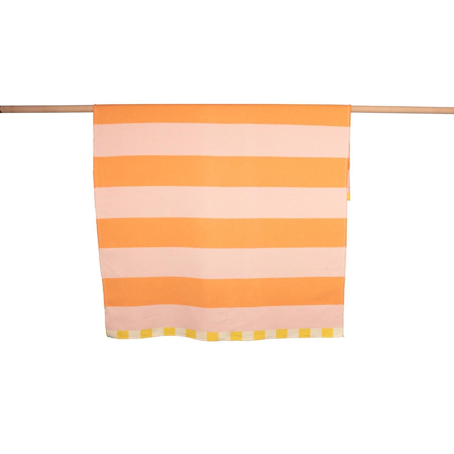 Flanelldecke "LUCA - Blockstreifen" - 140x200 (Hellorange)