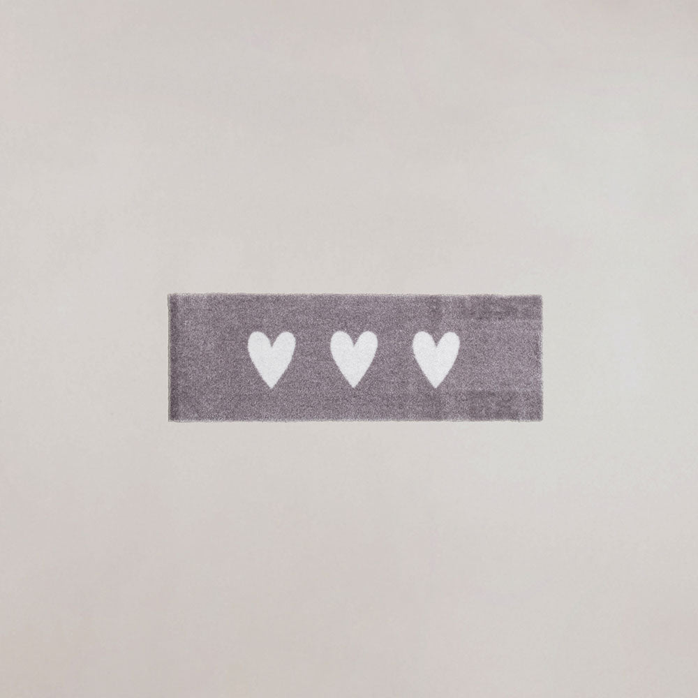 Kleine waschbare Fußmatte "Weiße Herzen" - 75x25 cm
