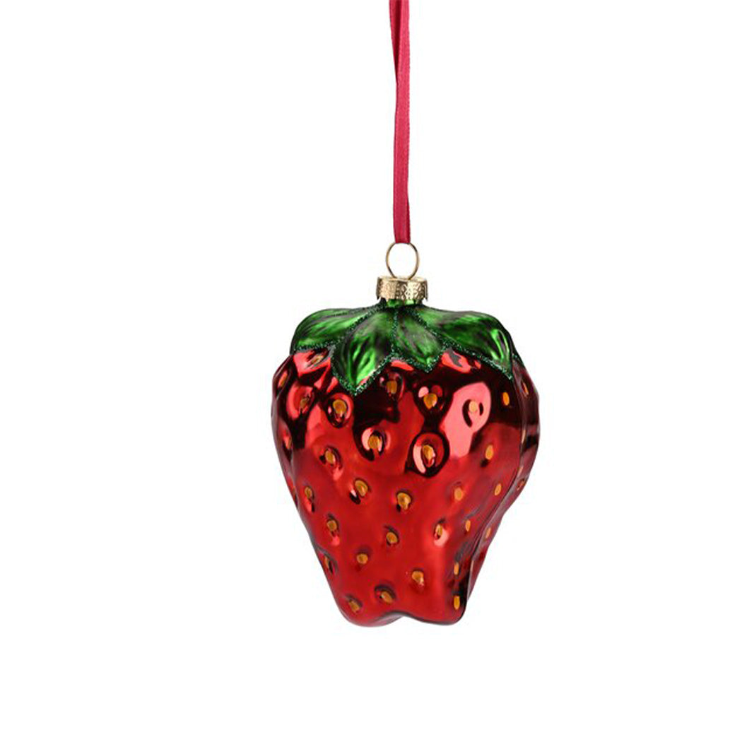 Deko-Anhänger aus Glas "Erdbeere" - 9,7 cm (Rot)