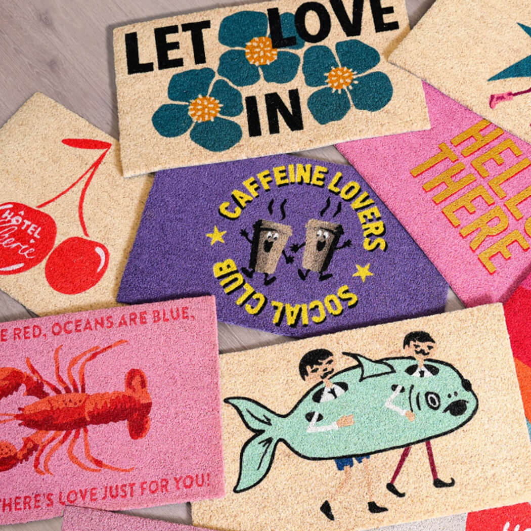 Fußmatte "Hotel Cherie" - 75x45 cm (Natur/Rot)