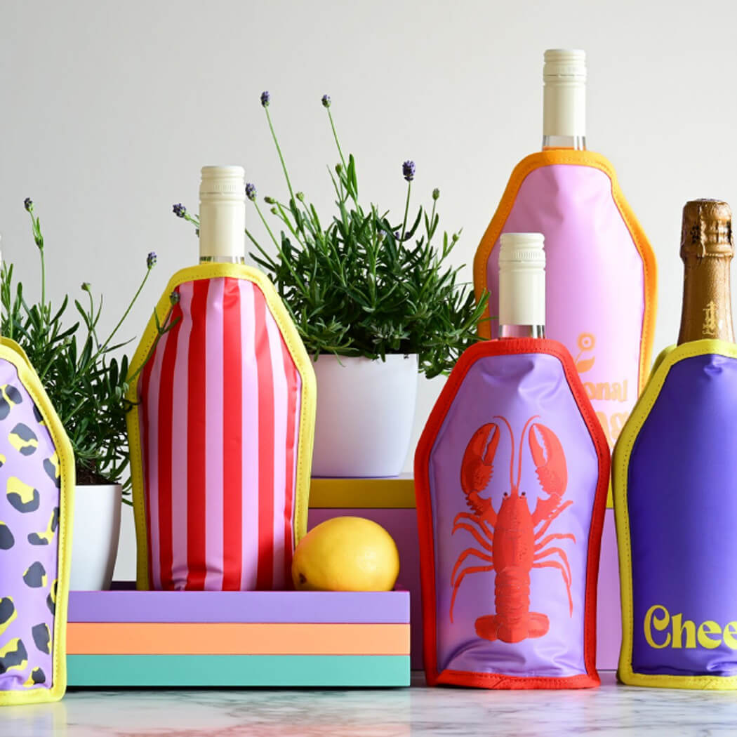 Kühlmanschette/Flaschenkühler "Froid - Mädelsabend" - 16x2x23,5 cm (Rosa/Pink)